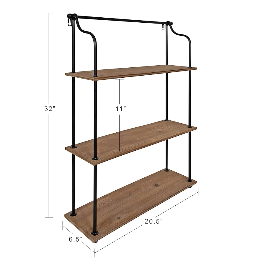 木製 3段ワイドシェルフ(黒壇色) ワイエムワールド 3段 スチールラック 木目 木製棚板 キッチン