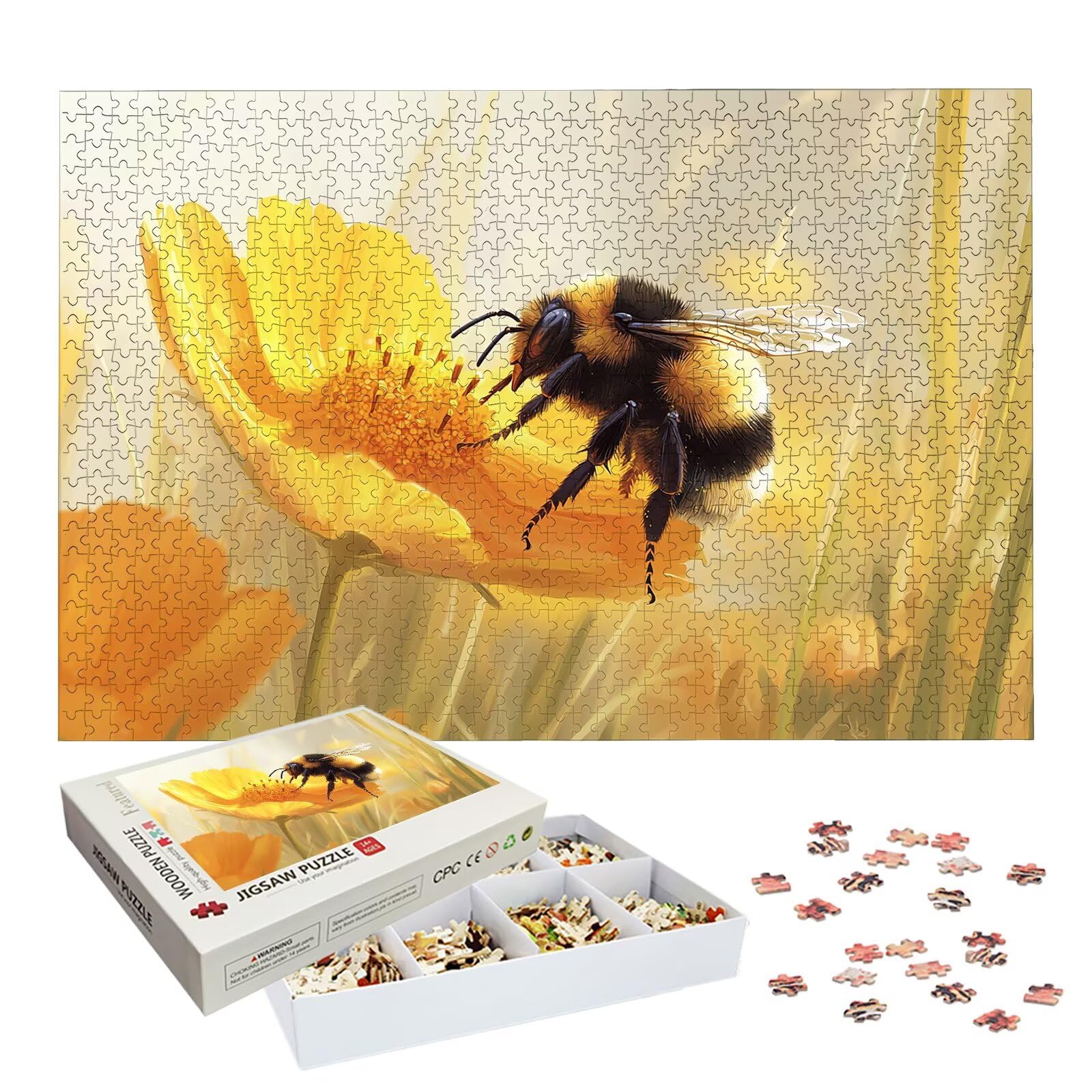 Puzzle 2000 Teile, Biene Puzzle 2000 Teile Erwachsene, Klassische Puzzles Blume, Holzpuzzle Erwachsene, Puzzlespiele für Die Ganze Familie, Geschenke für Frauen, Geschenke für Männer, Wanddeko, -9151