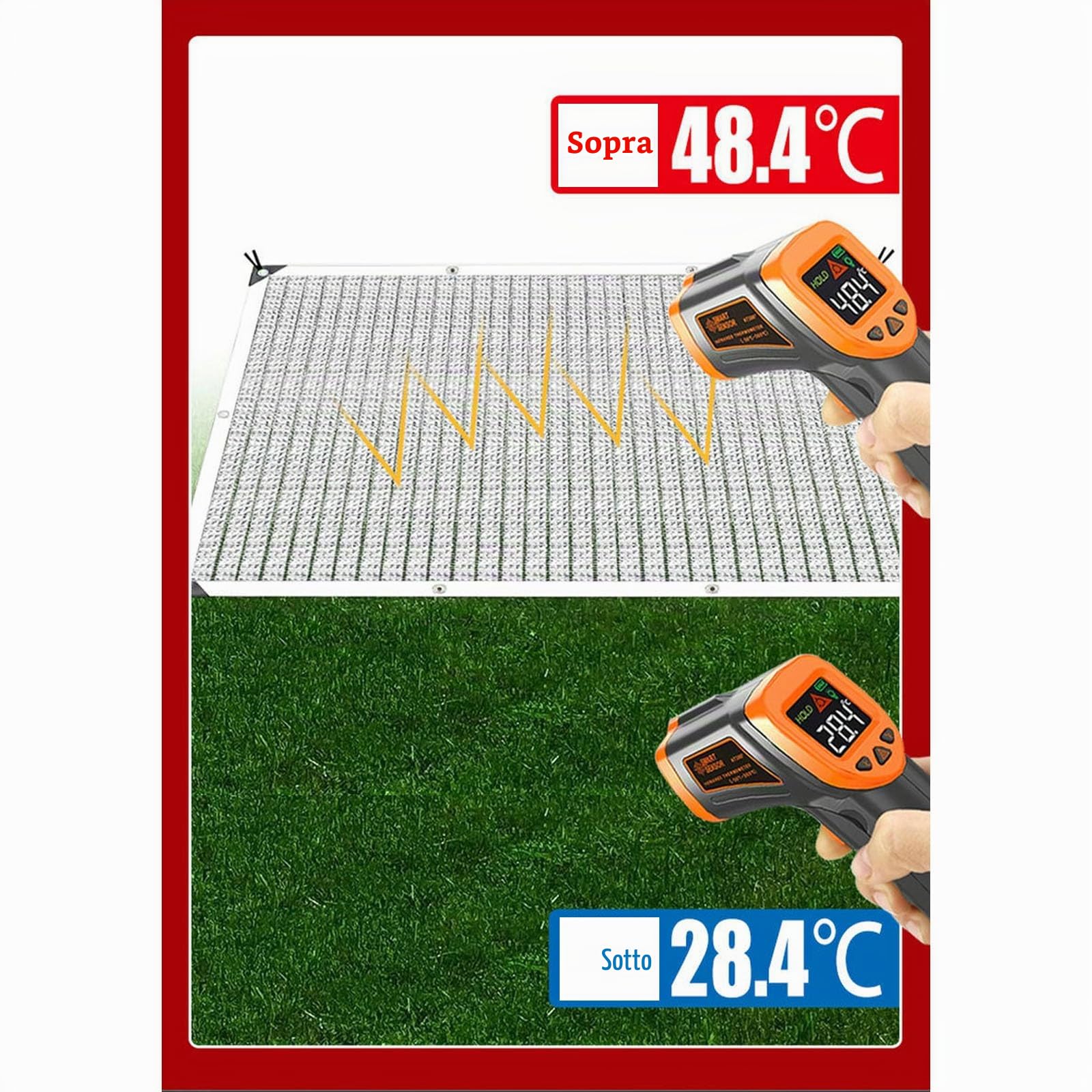 Telo ombreggiante in alluminio riflettente al 99%, resistente per auto, cani, esterni, camper, patio (3 × 4 m)