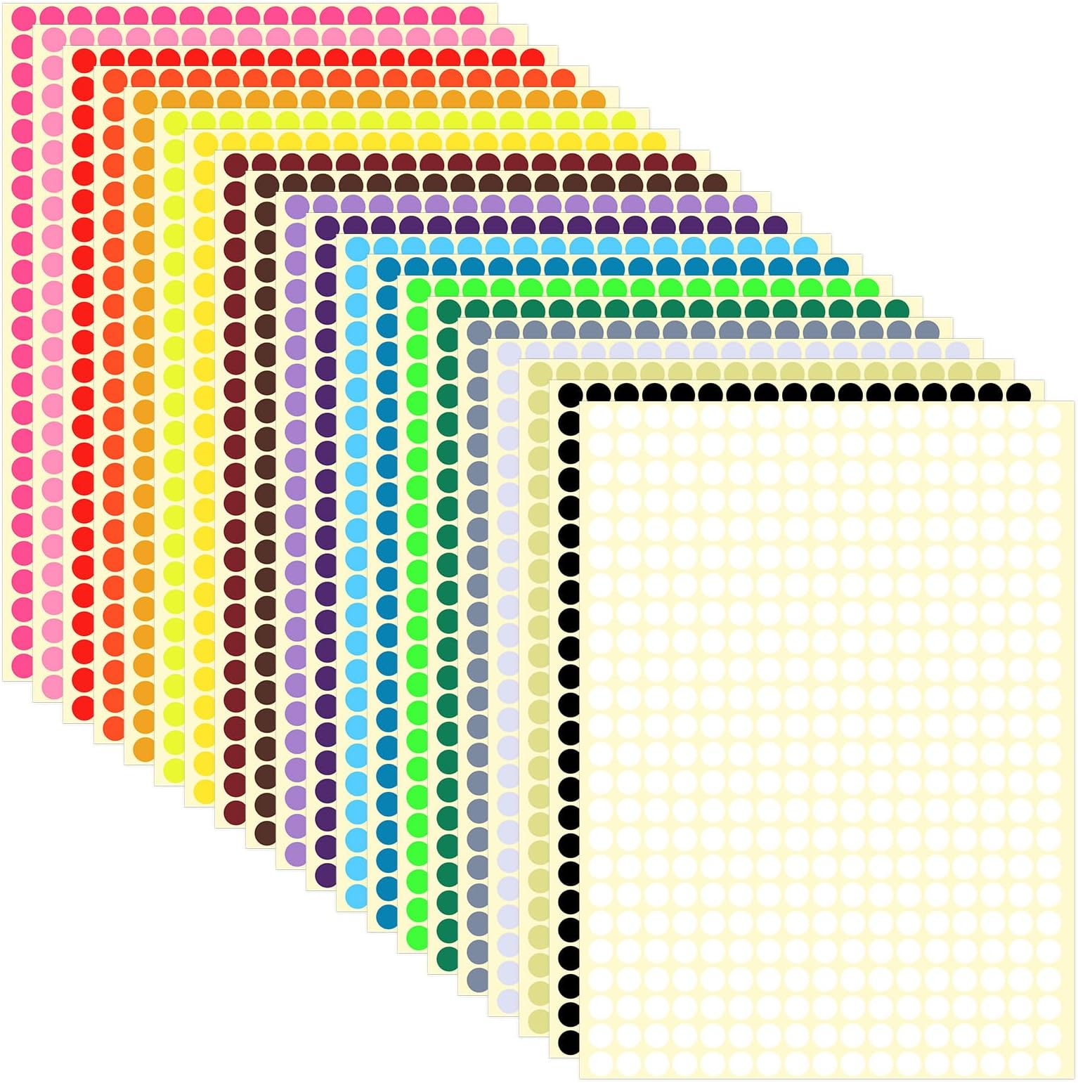 16320 Pcs Small Colored Dot Stickers, 1/4" Small Color Coding Labels, Tiny Dot Stickers 20 Colors Round Marker Sticker for Office Classroom File Classification