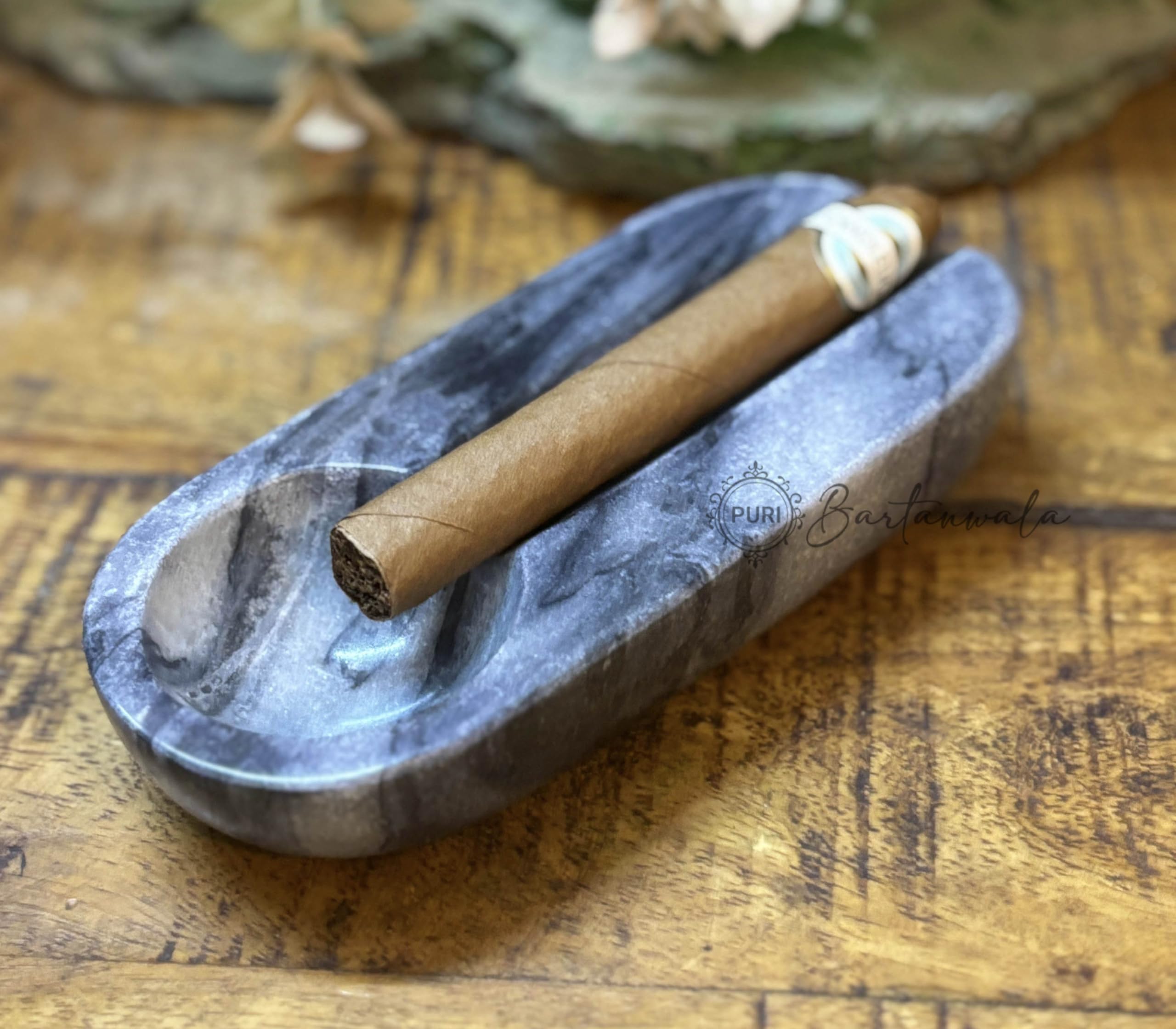 PURI Bartanwala - Marble Cigar Ashtray Single Notch-Grey-image-47