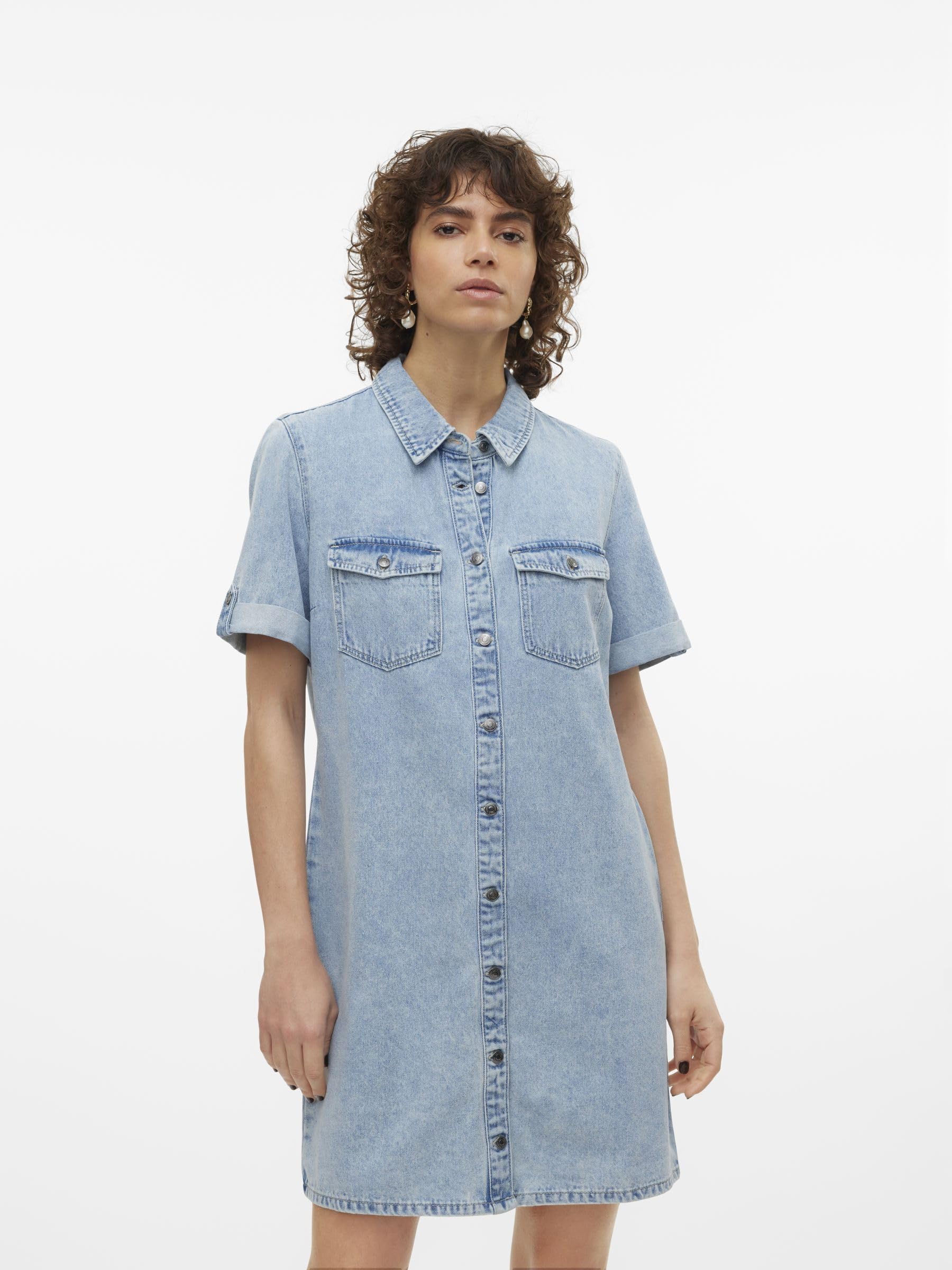 Vero Moda Vmjennie SS Short Denim Dress Mix Noos Robe Femme (Lot de 1)