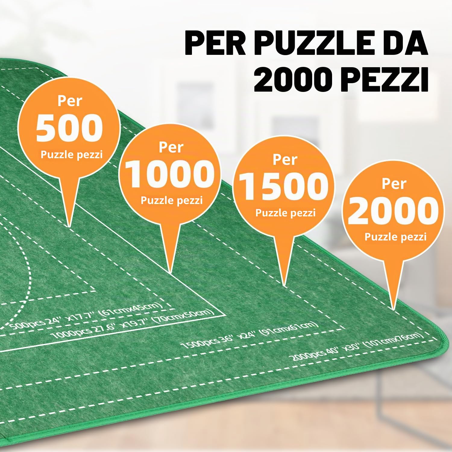 MOZOOSON Tabella per puzzle, 2000 pezzi, portatile, da tavolo | 105 x 80 cm, per riporre puzzle, accessori con 8 vassoi di classificazione e 1 copertura