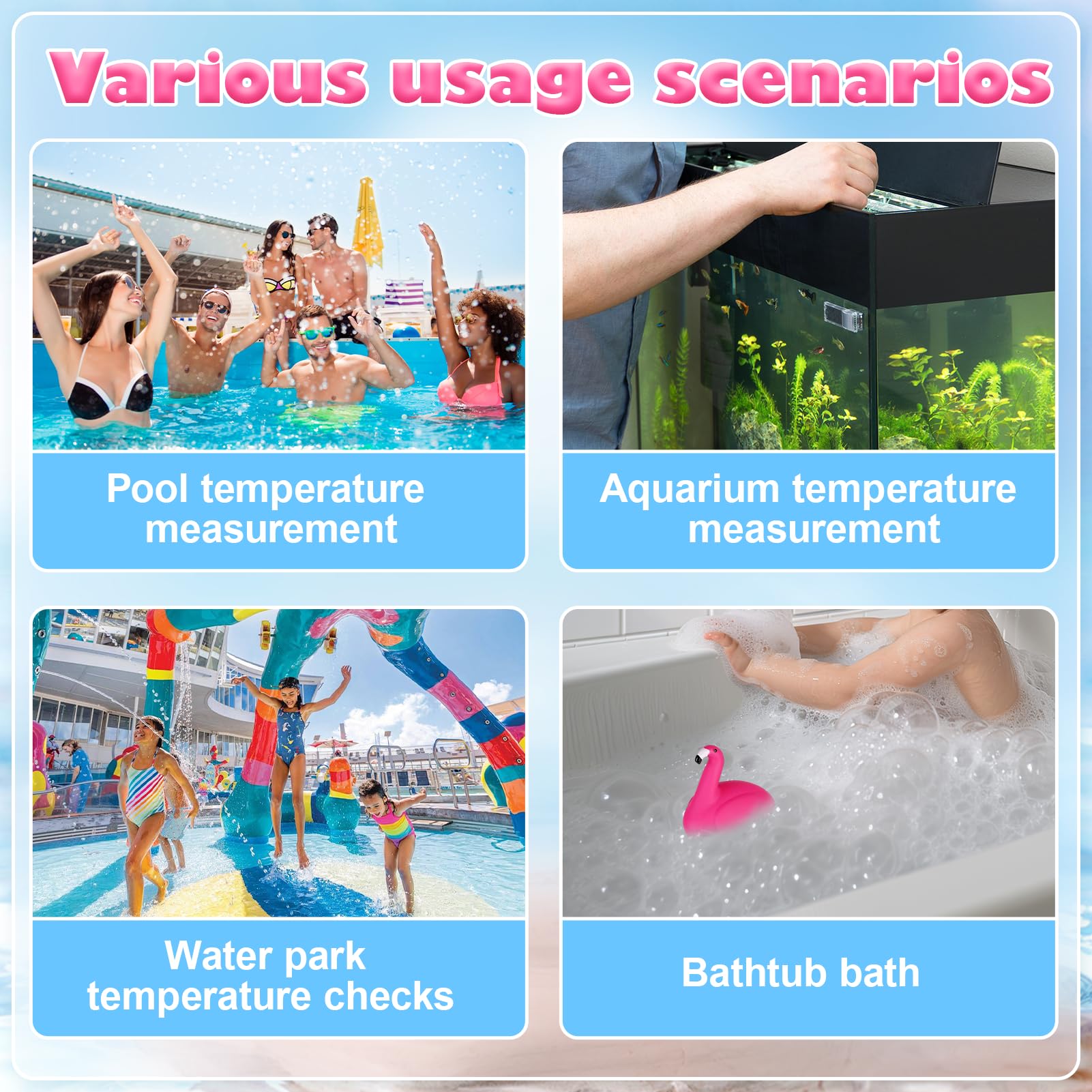 Thermometre Piscine,Thermomètre de Piscine,Thermomètre Flottante | Thermometre Piscine Avec Ficelle,Flamant pour Bain,Spa,Aquarium,Pool,Étang à Poissons