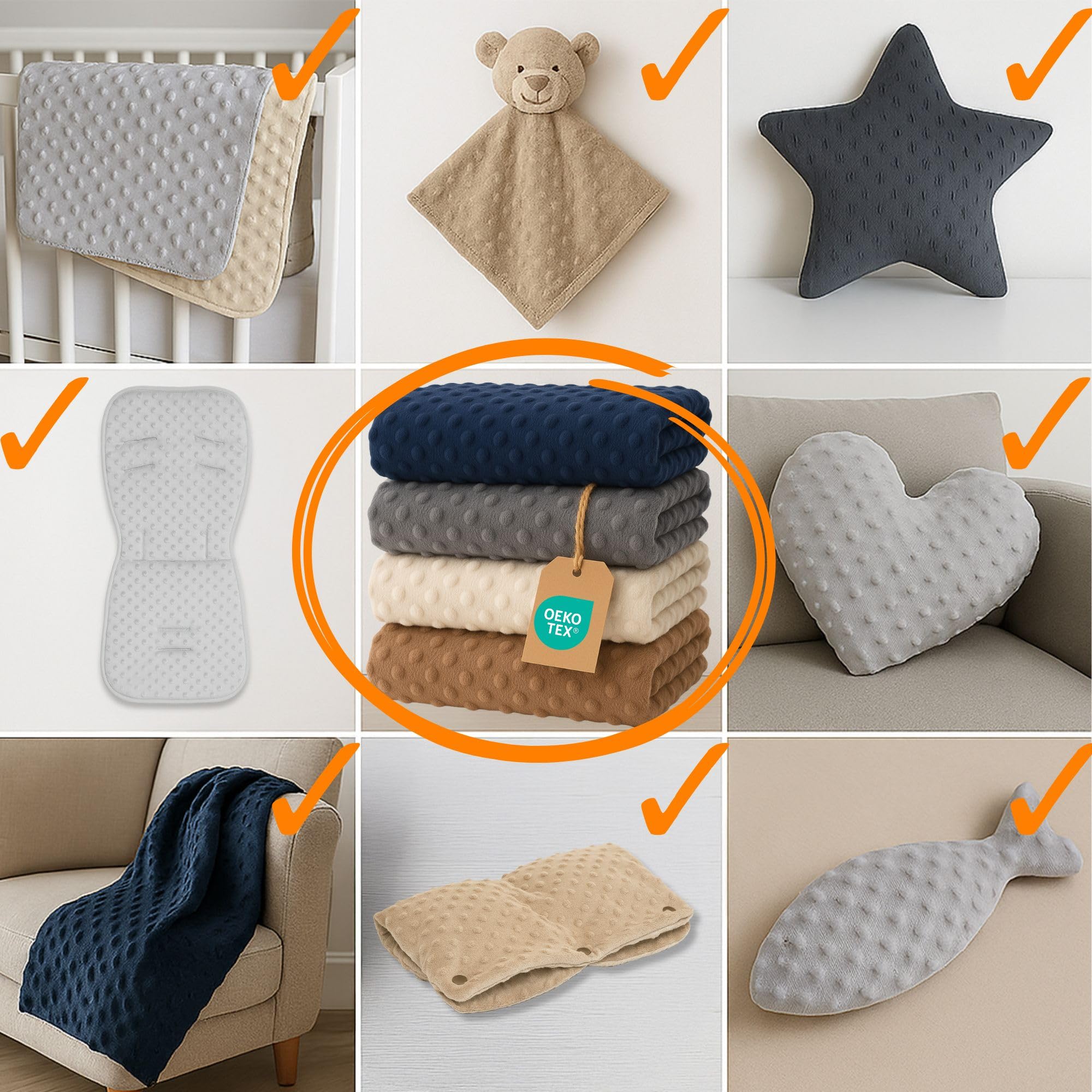 Tessuto minky al metro 1 M - Stoffa morbida per cucito creativo decorazione Ideale per abbigliamento coperta plaid accessori e progetti sartoriali fai da te Oeko-Tex Grigio chiaro