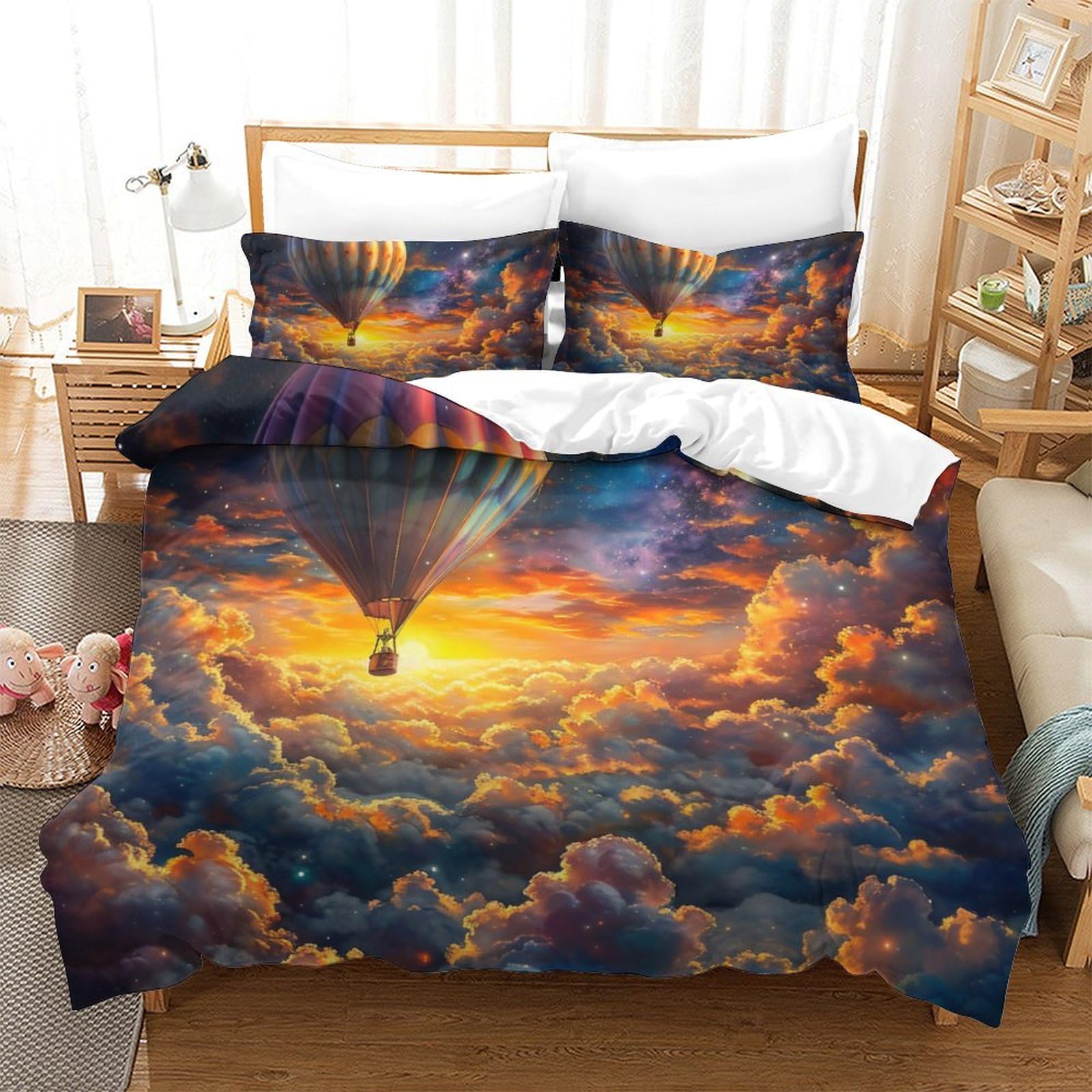 Housse de couette ballon à air chaud 260x220cm pour décorer la chambre ado