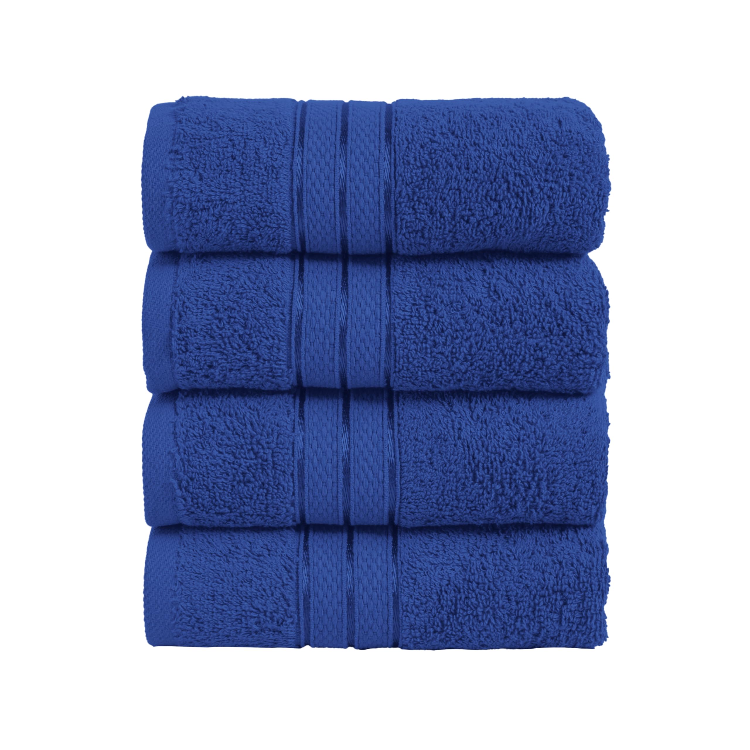 Elegant Comfort Three Line Popcorn Towel Set for Bathroom 16 x 28 inches, Premium Hotel Quality 4-Pack Hand Towels, 100% Turkish Cotton, Soft and Durable, Quick Dry and Highly Absorbent, Cobalt Blue