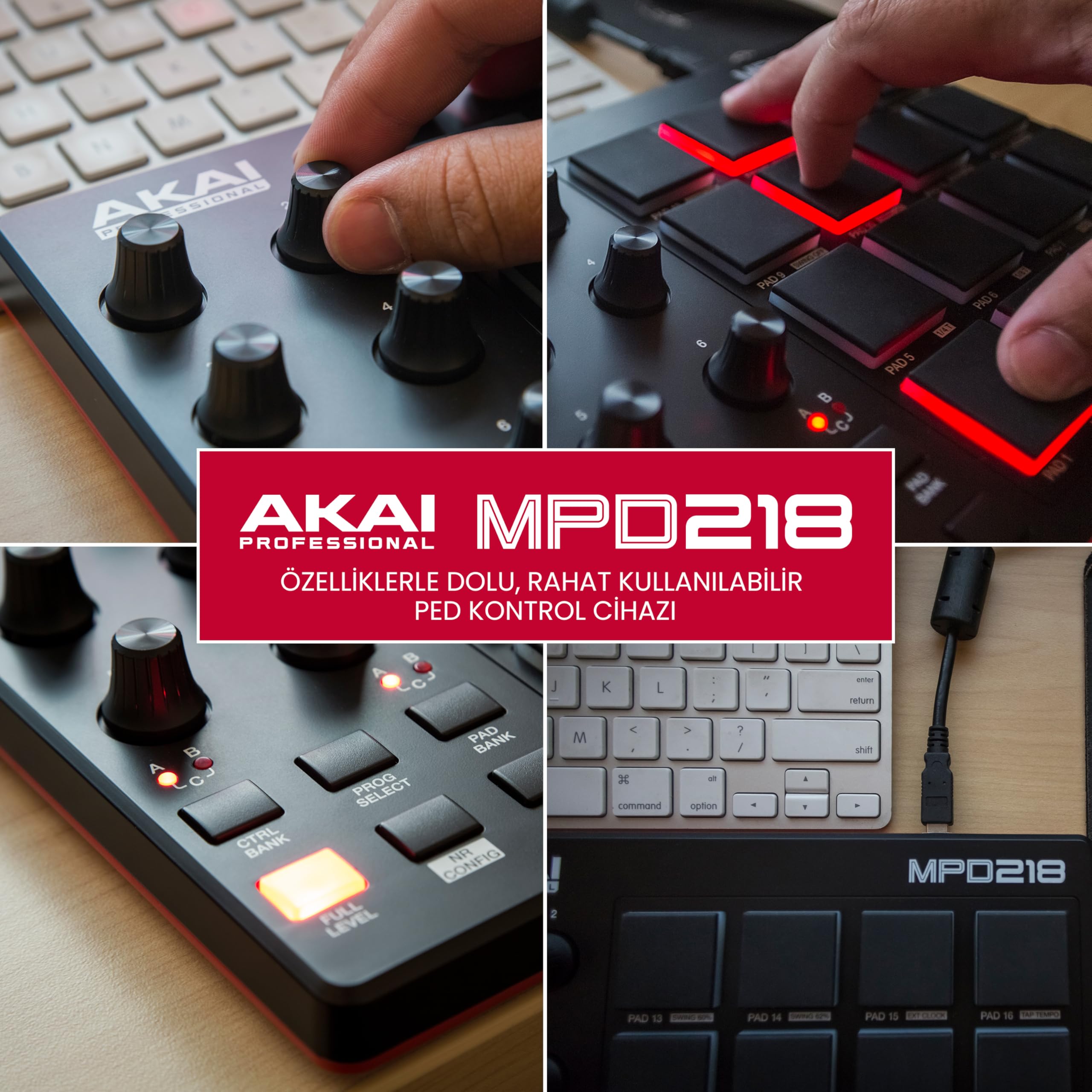 Akai Professional MPD218 - USB MIDI Pad Controller ve Bateri