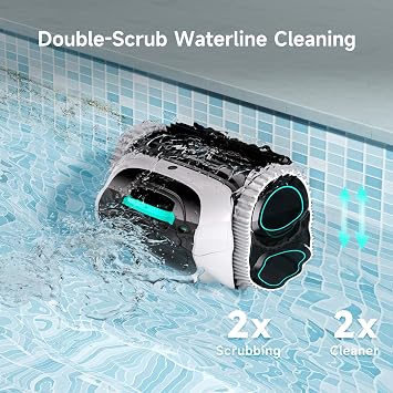 WYBOT (2026 New) C1 Cordless Robot Vacuum for Inground Pools, 4-in-1 Pool Cleaner for Above Ground Pool up to 1,614 Sq.ft, Wall & Waterline Cleaning, 150 Mins Runtime-Grey with White