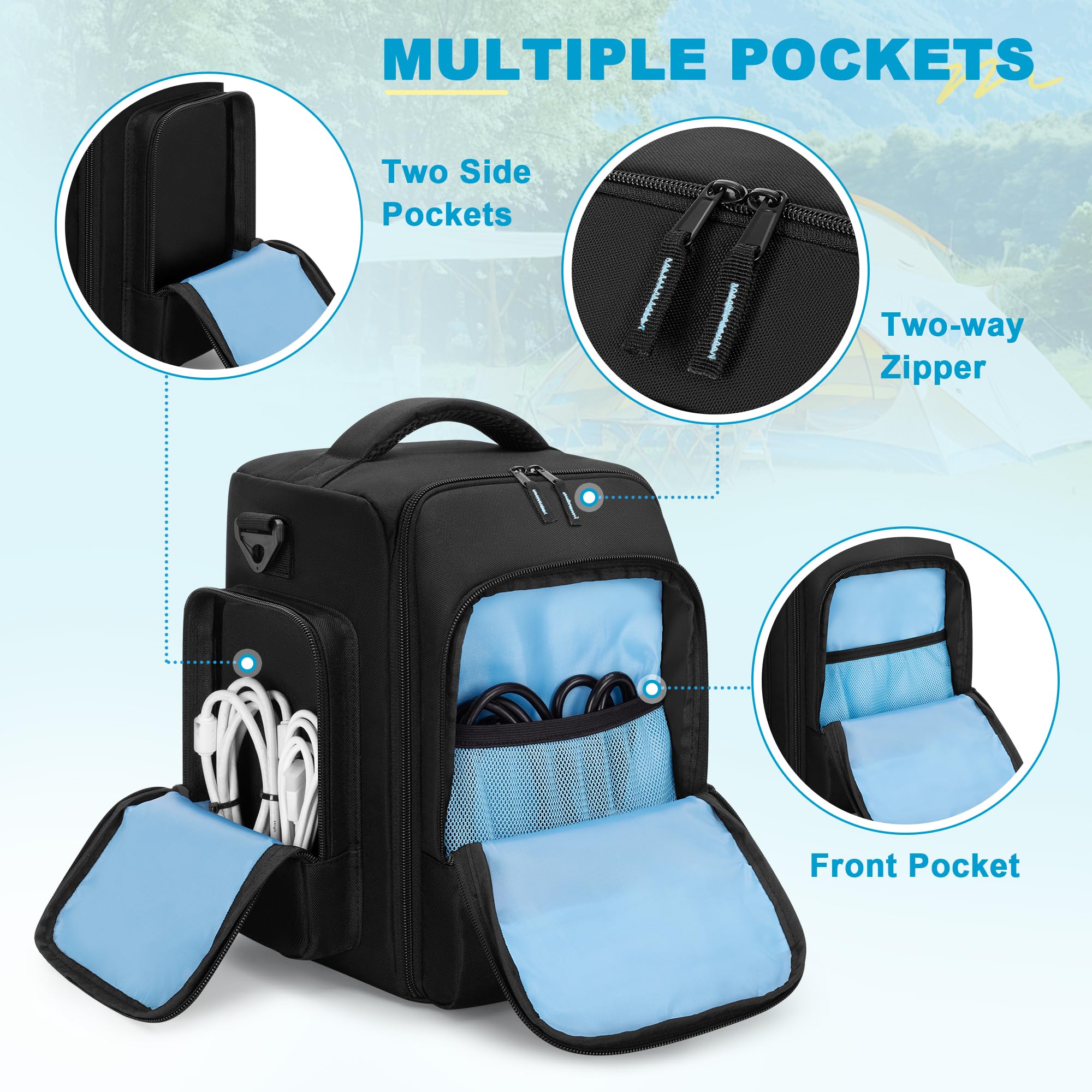 Trunab Torba kompatybilna z Anker SOLIX C300 Portable Power Station, outdoorowa torba generatora słonecznego z wieloma przegródkami, na kemping, w podróż i w sytuacjach awaryjnych