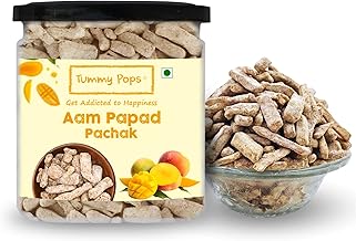 Tummy Pops | Aam Papad Khatta Meetha - 275gm Jar | After Meal Digestives Mukhwas Mouth Fresheners, Handmade & Sun-dried Chatpata Aam Papad Mango Slices | Hygienically Prepared & Packed