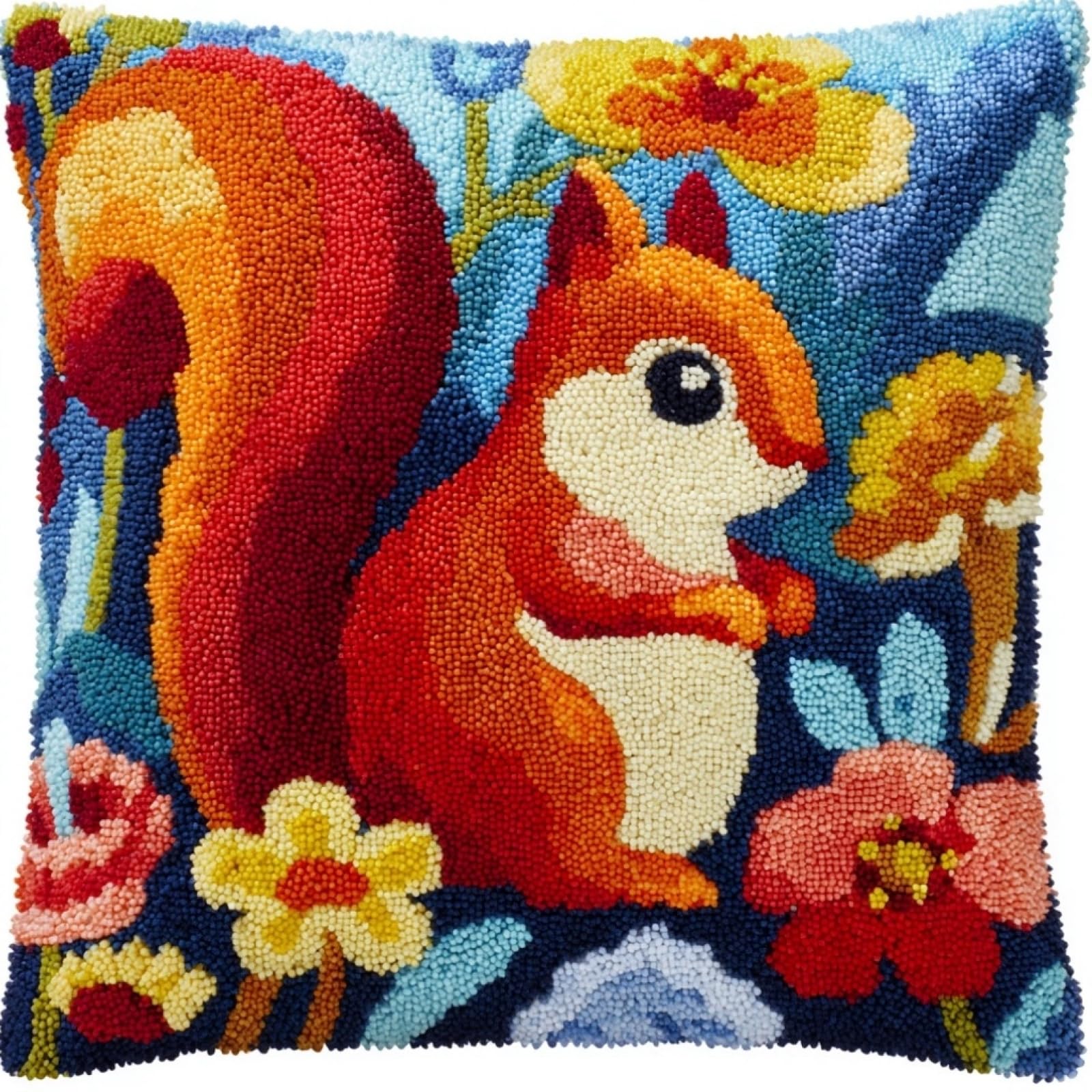 AxiangziK Latch Hook Pillow Kits for Beginners,Flowers and Squirrels