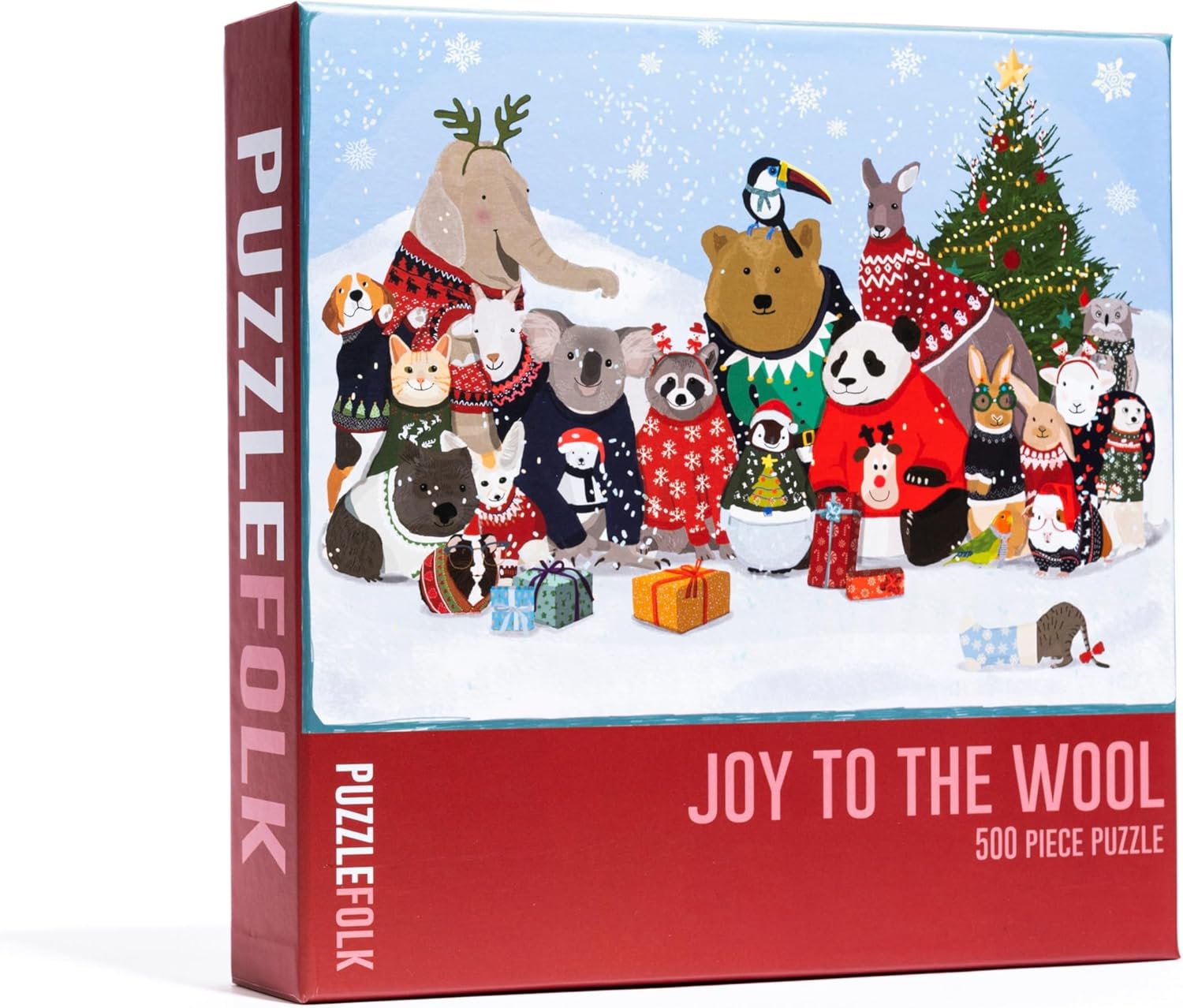 Joy to The Wool 500 Piece Christmas Puzzle Featruing Animals and Critters in Christmas Sweaters