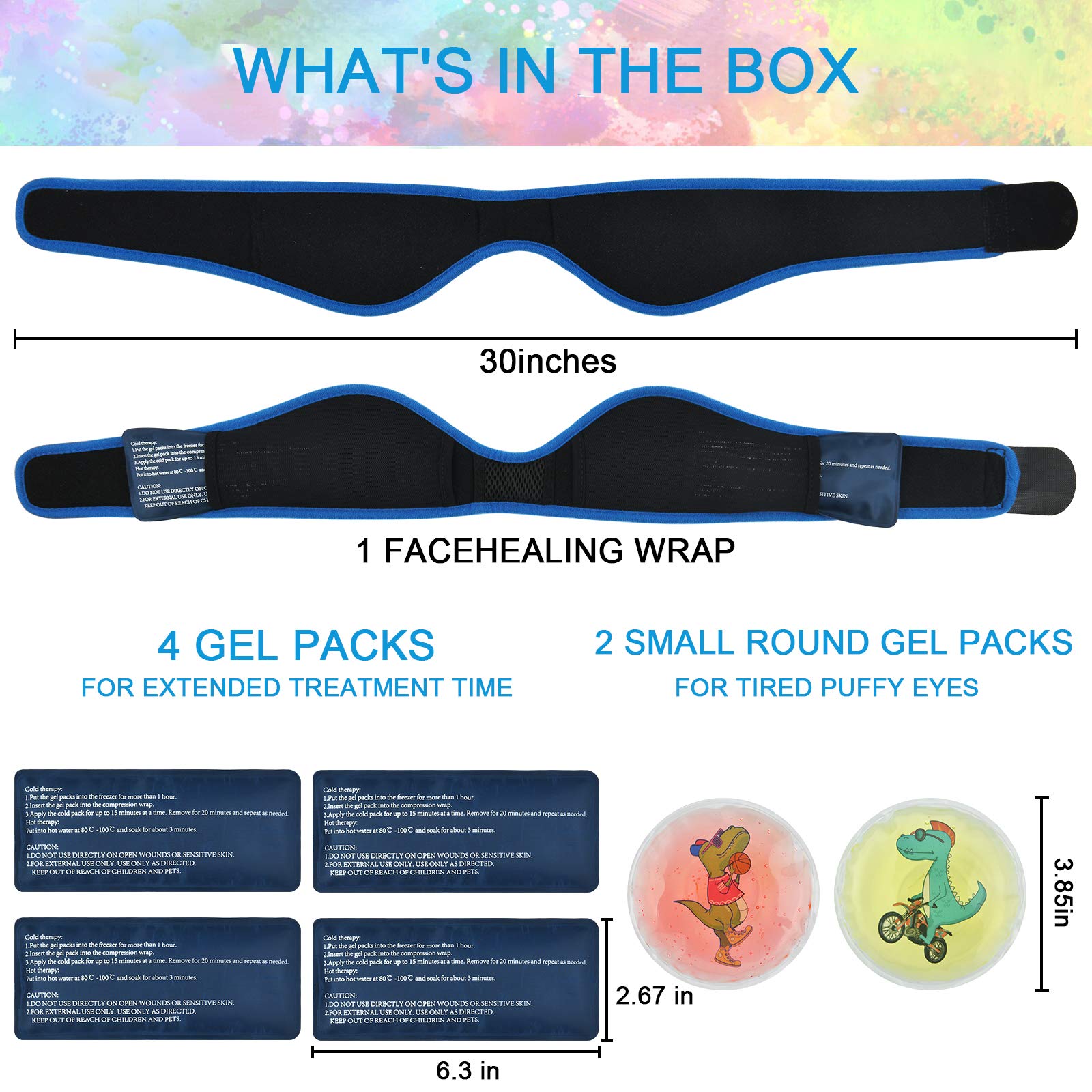 Buy Wisdom Teeth Ice Pack, Face Ice Pack for Jaw, 4 Gel Packs & 2 Round