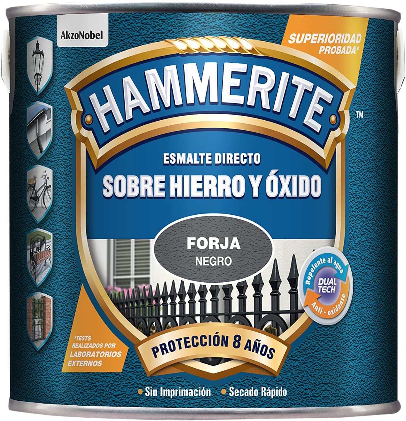 Hammerite Esmalte directo sobre hierro y óxido, Forja Marrón 2,5 L