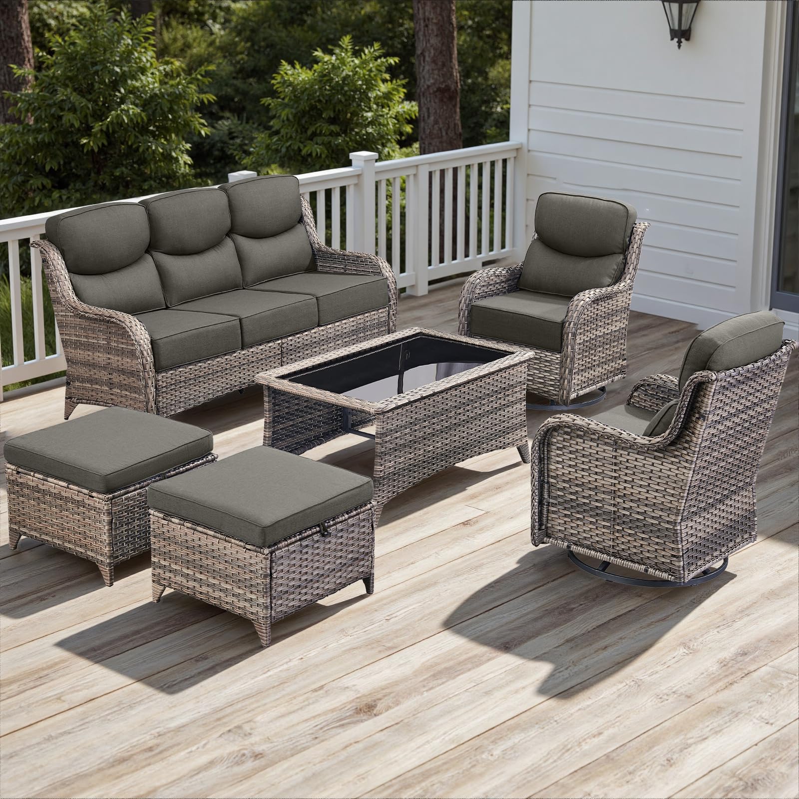 Rilyson 6-Piece Wicker Outdoor Patio Furniture Set