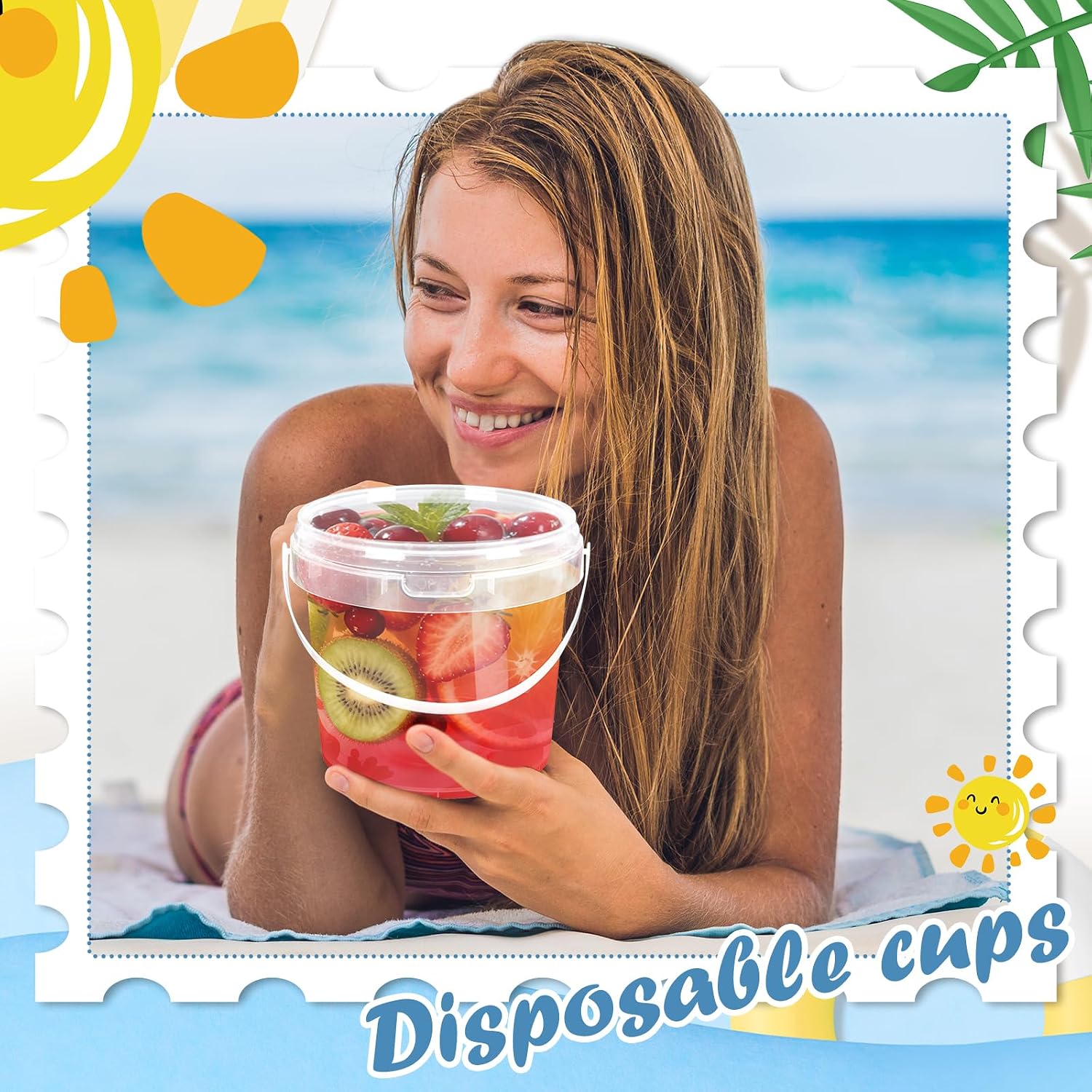 JarThenaAMCS 20Pcs 48 Oz Clear Buckets with Lids Ice Cream Tub with Handle Disposable Food Storage Containers Plastic Drink Pails for Home Party Kitchen Supplies image 3
