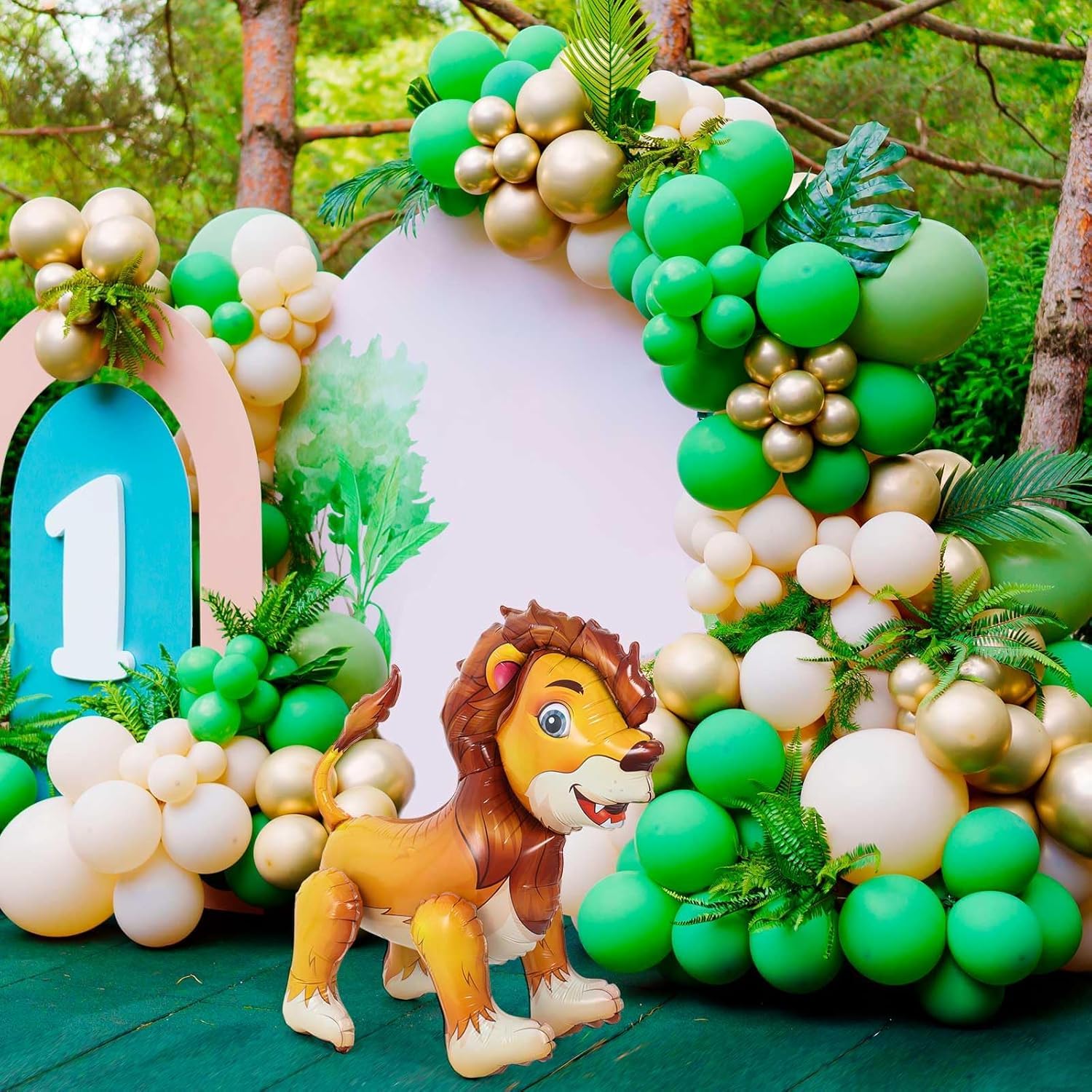 Palloncini Compleanno 1 Anno, Piatti e Bicchieri per Feste, Decorazioni per La Festa a Tema Giungla Con Palloncini, Tovaglioli, Cannucce, Stoviglie per Feste di Compleanno per 20 Ospite