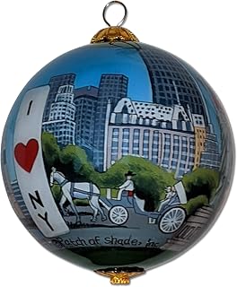 New York City Christmas Ornament Hand Painted from Inside with Decorative Gift Box