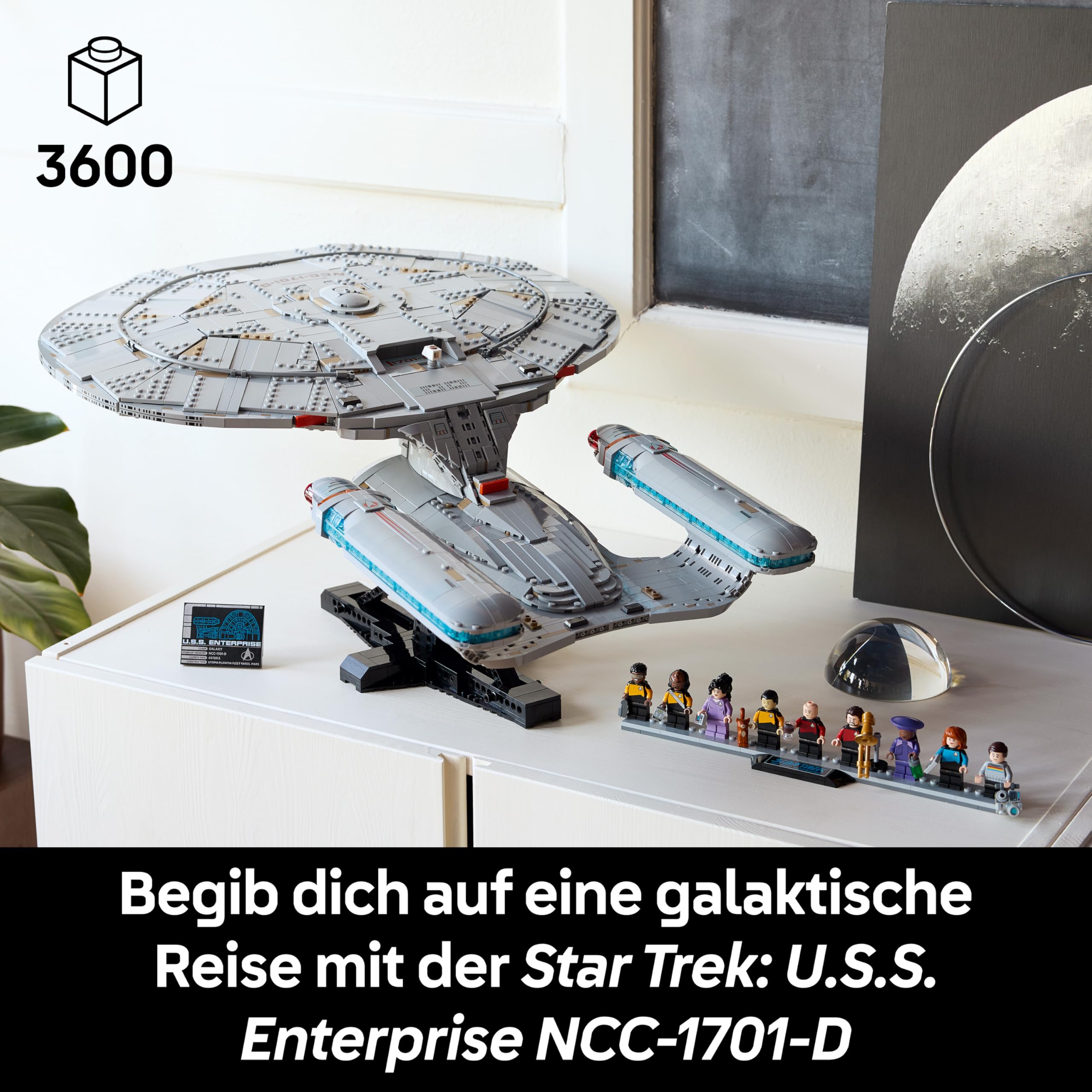 LEGO Icons Star Trek: U.S.S. Enterprise NCC-1701-D - Bauset für Erwachsene - 2 Shuttlepods, Trennfunktion & 9 Minifiguren mit Jean-Luc Picard & William Riker - Geschenk für Männer und Frauen - 10356