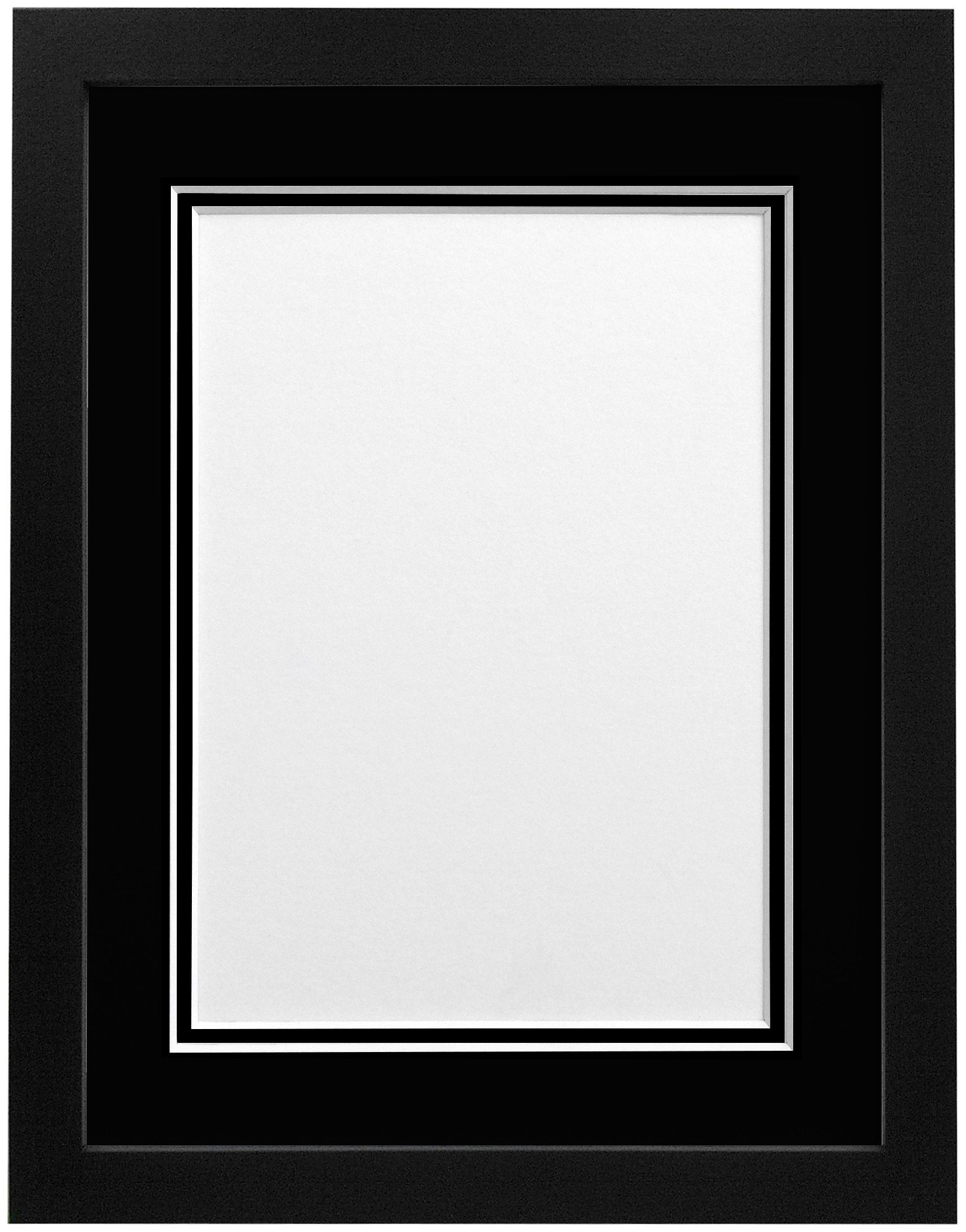 FRAMES BY POST H7 Black Picture Photo Frame With Black Double Mount 30"x20" for Pic Size A2 (Plastic Glass)