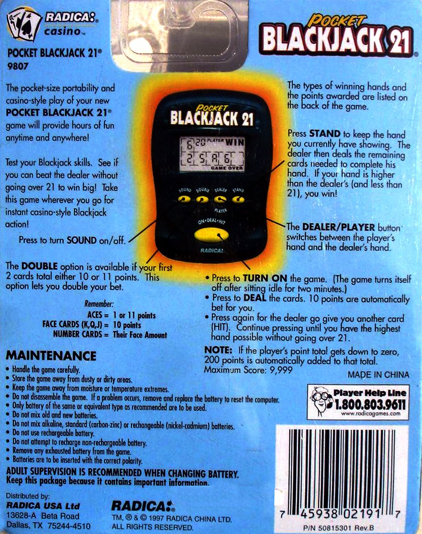 Amazon.com: Pocket Blackjack 21 Electronic Handheld Game (1997