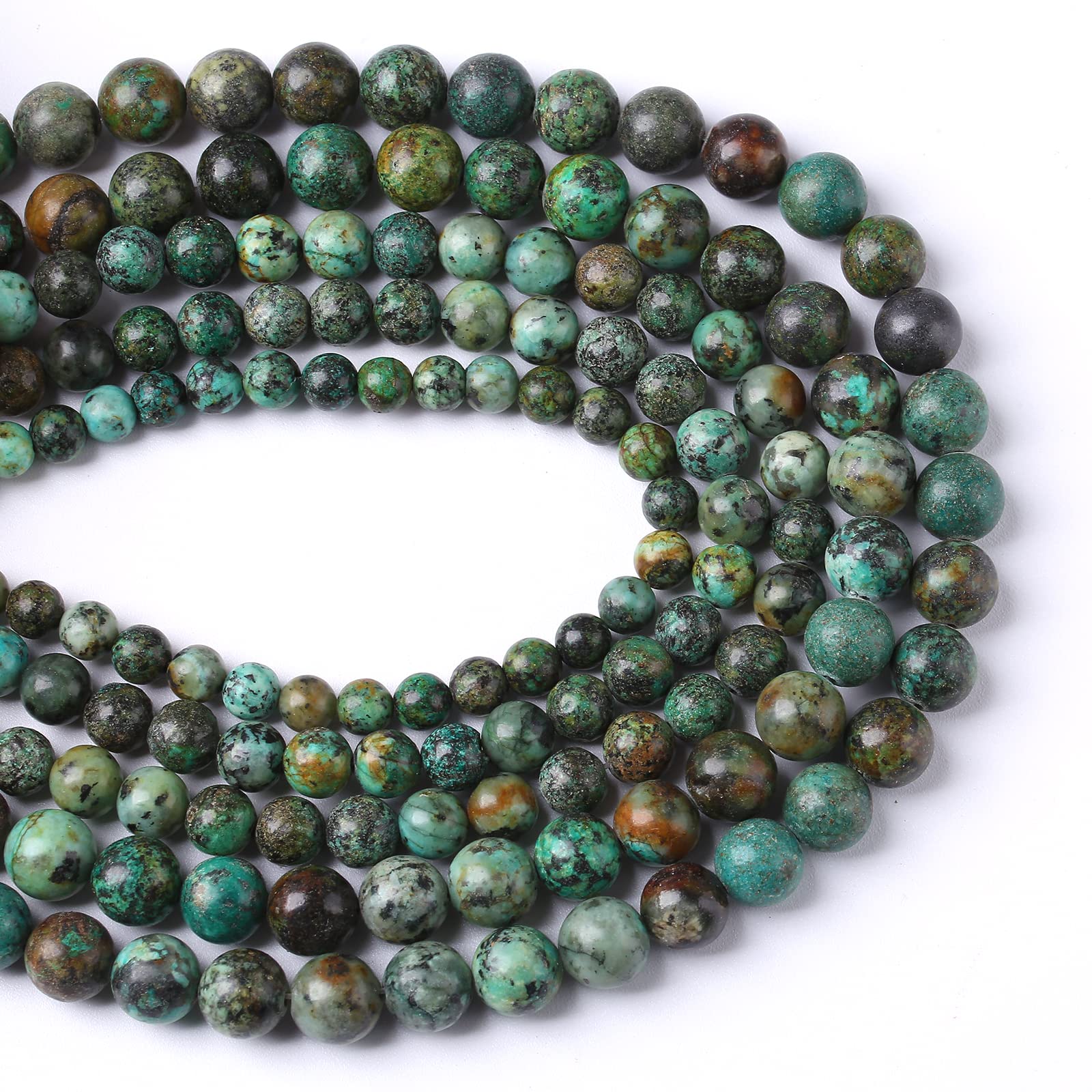 90 cuentas de piedra turquesa africana natural de 8 mm para hacer joyas, cuentas redondas sueltas de piedras preciosas para manualidades, pulseras, collares, aretes, 32 pulgadas, 2 hebras