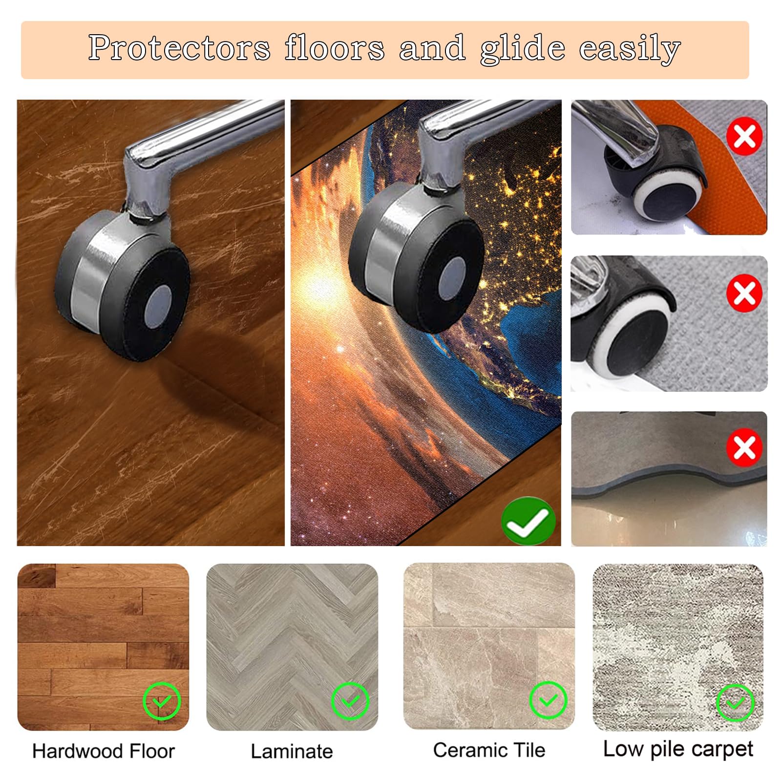 Tappeto Gaming Pavimento Tappetino per Sedie da Ufficio Tappeto per Sedia con Ruote 120 x 140 cm Protectors Parquet e Pavimenti Duri per Soggiorno Camera da Letto Tappeto Salvapavimento Antiscivolo