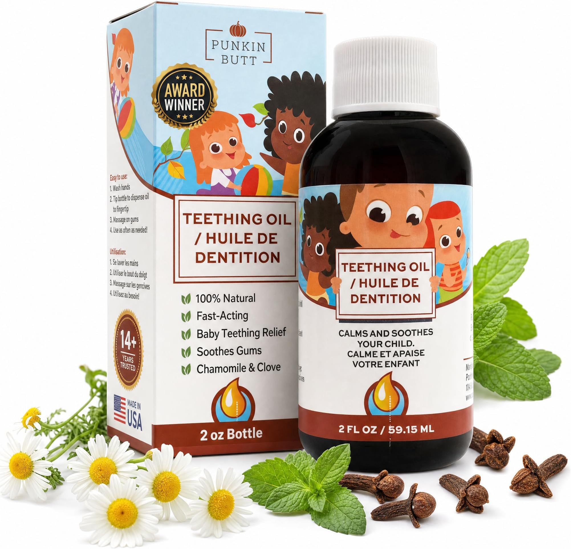 Teething Oil - 2 oz - 100% Natural, for Babies - Proprietary Blend Includes Chamomile, Sunflower, Peppermint, and Clove - Baby Teething Relief with No Added Chemicals (2 Ounce)