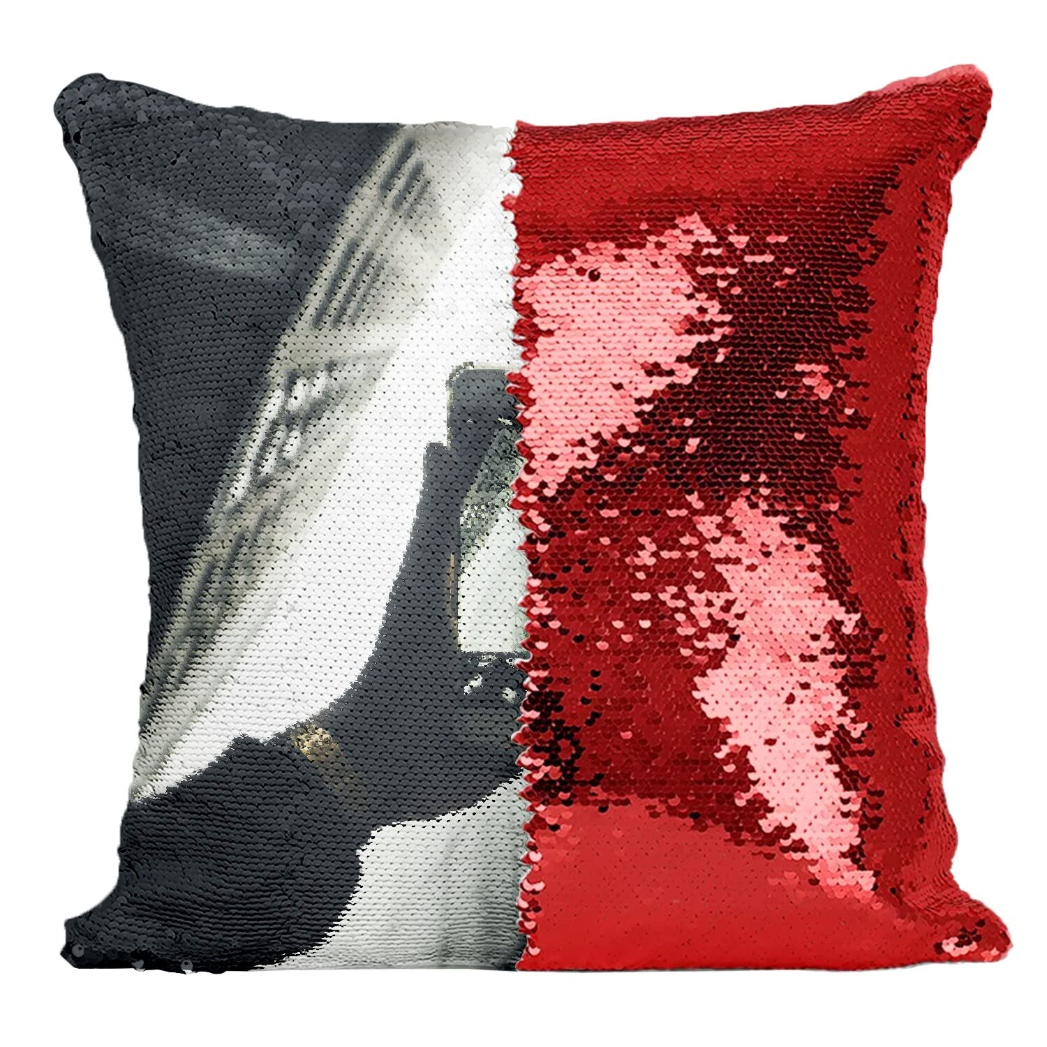 Coussin sequin paillettes rouge pour salon design et moderne