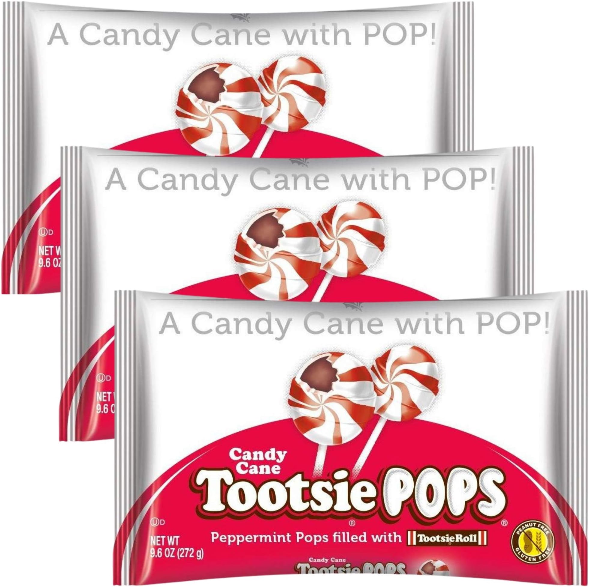 Peppermint Candy Cane Tootsie Pops (Pack of 3)