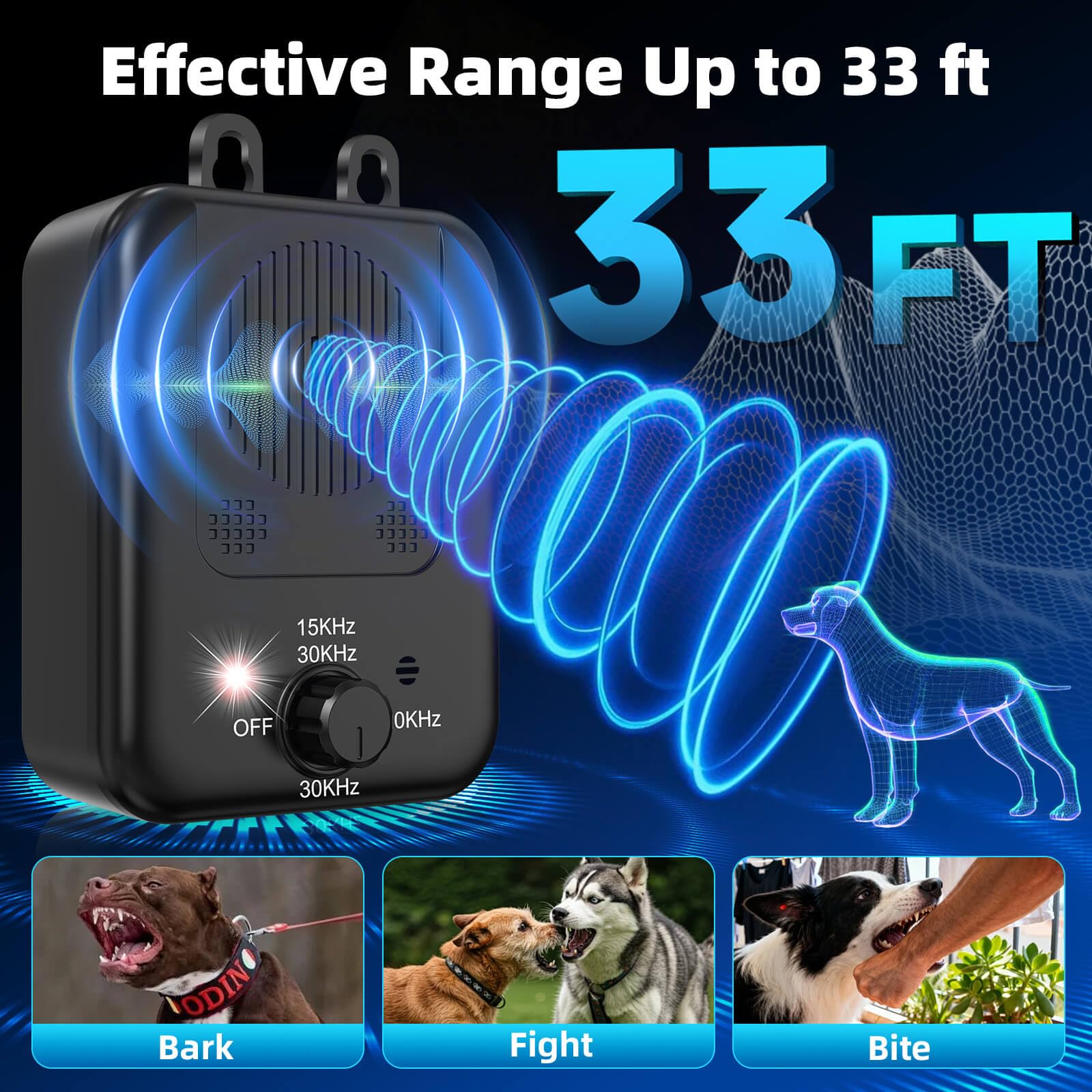 Anti-Bell-Gerät, Wiederaufladbare Hunde-Bell-Kontrollgeräte Sonic Bell-Abschreckungsgeräte Ultraschall-Anti-Bell-Gerät für Hunde mit 3 Modi, Hundebellen Schalldämpfer Indoor Outdoor