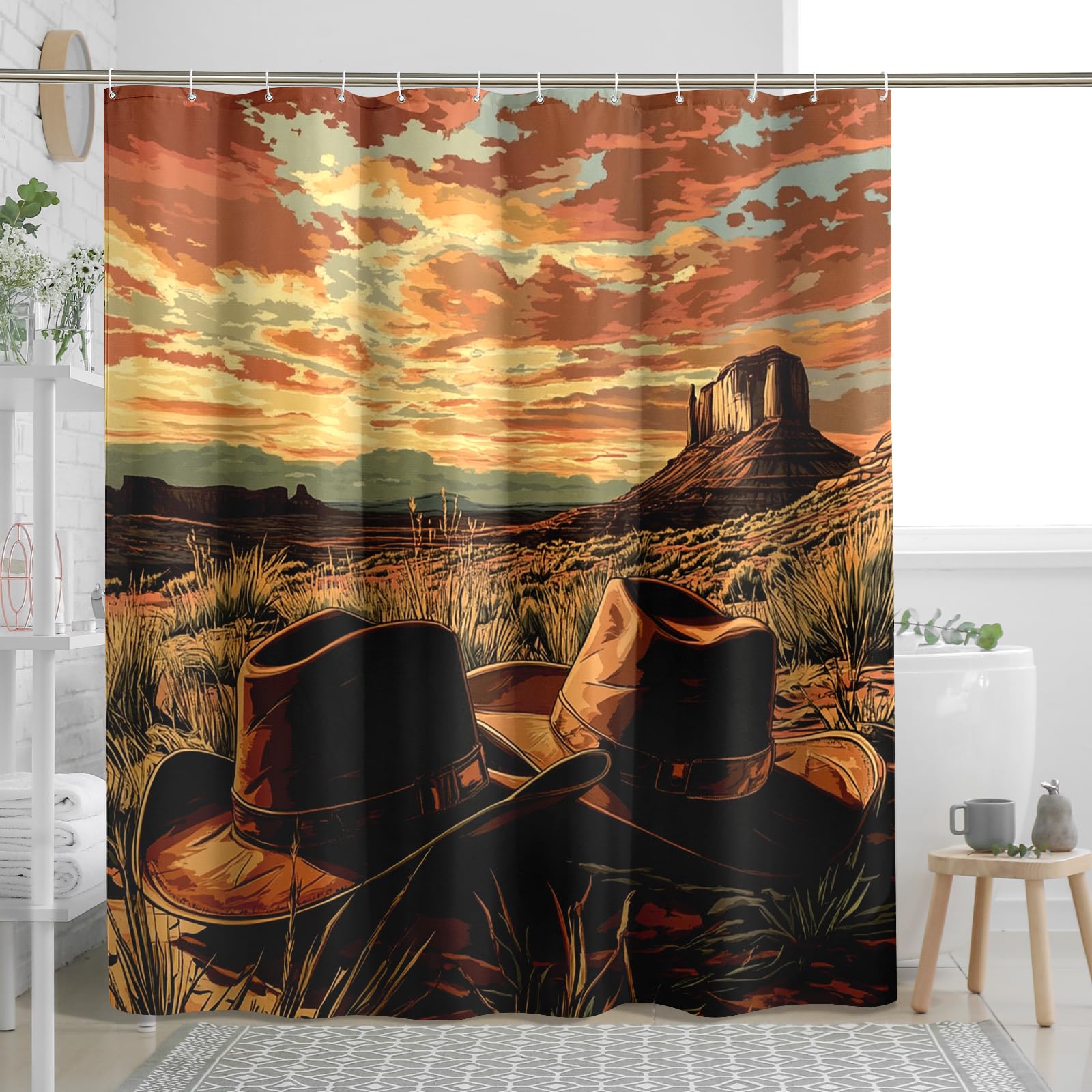 Rideau de douche cactus du sud-ouest pour une salle de bain style evasion