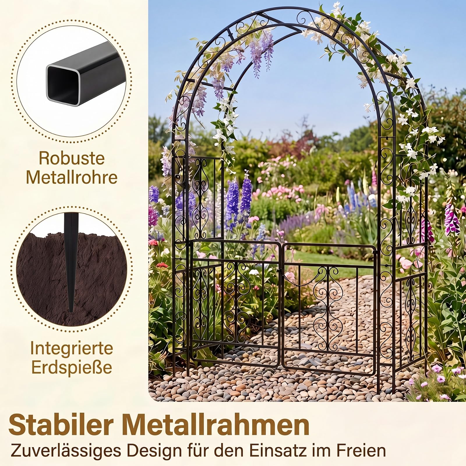 GYMAX Rosenbogen aus Metall