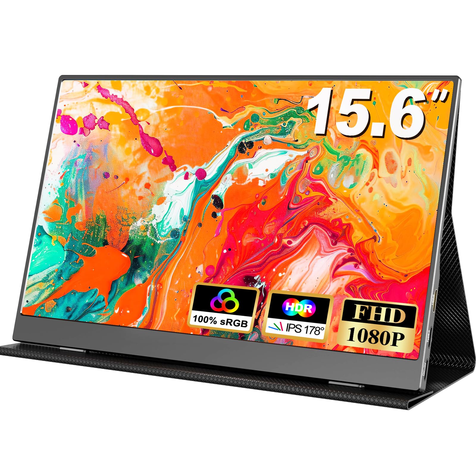 COOLHOOD Portable Monitor 15.6 Zoll, Tragbarer Monitor IPS 1080P FHD HDR, Mobiler Bildschirm with Mini HDMI/USB C, für Laptop, Mac, Gaming, PC, PS5