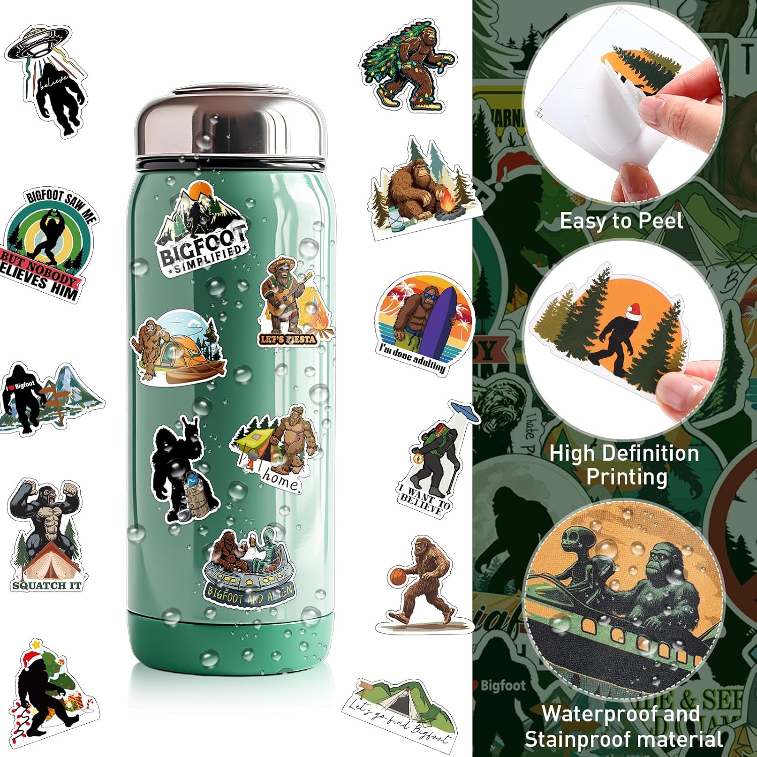 279 PCS Bigfoot Sasquatch Stickers Outdoor Nature Vinyls Waterproof 93 Designs Decal Cool Funny Sasquatch Stickers for Laptop Luggage Skateboard Water Bottle Computer Refrigerator Guitar - Image 4