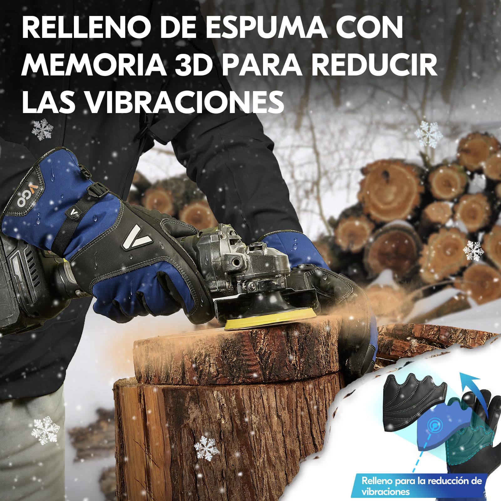Vgo... Guantes Invierno Impermeables Hombre para Esquí Tienda Nevera Scooter Astillero, Touchscreen Guantes Térmicos -20C° Multifuncionales, 1 par GA7760FLWP