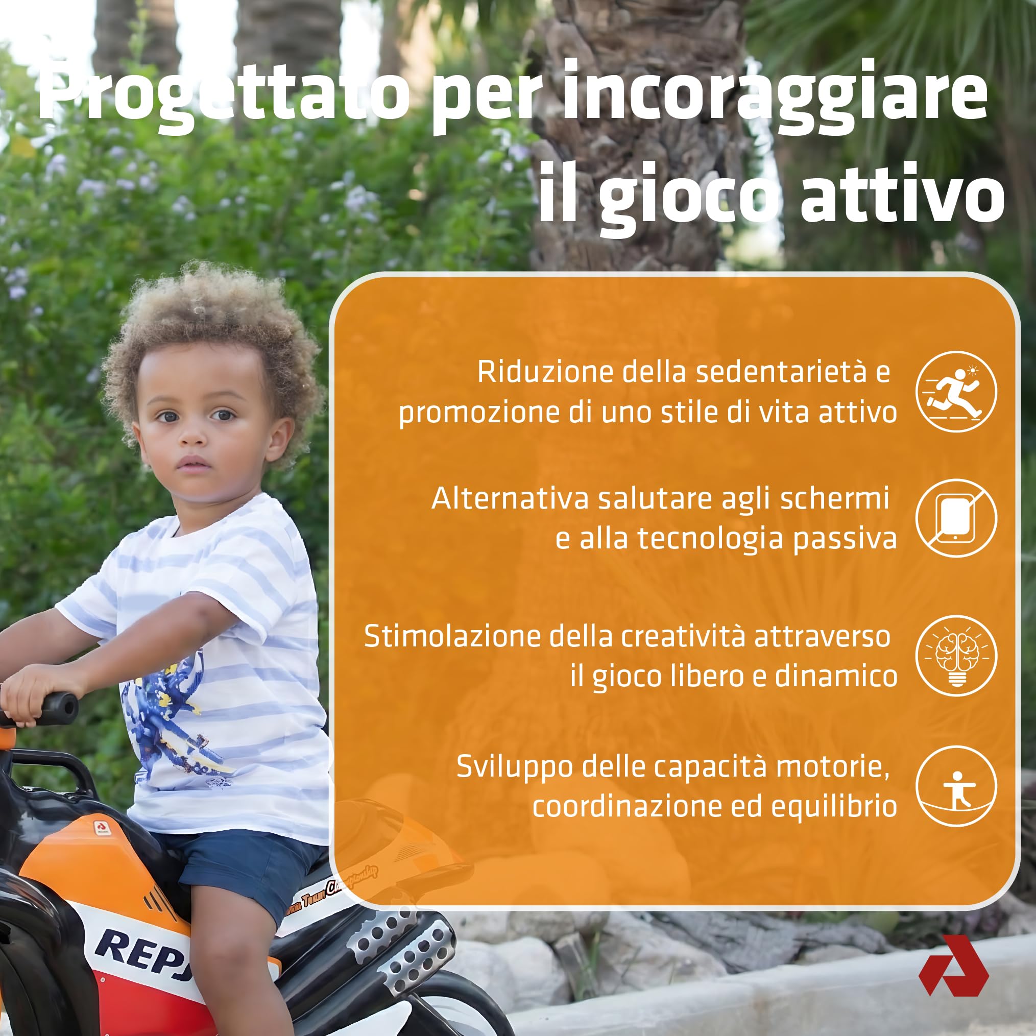 Moto per Bambini 18-36 Mesi Moto Bambino 3 Anni Ruote Larghe Stabile Senza Pedali - Primi Passi Bimbi - Ergonomica Maniglia Trasporto + Design REPSOL - INJUSA