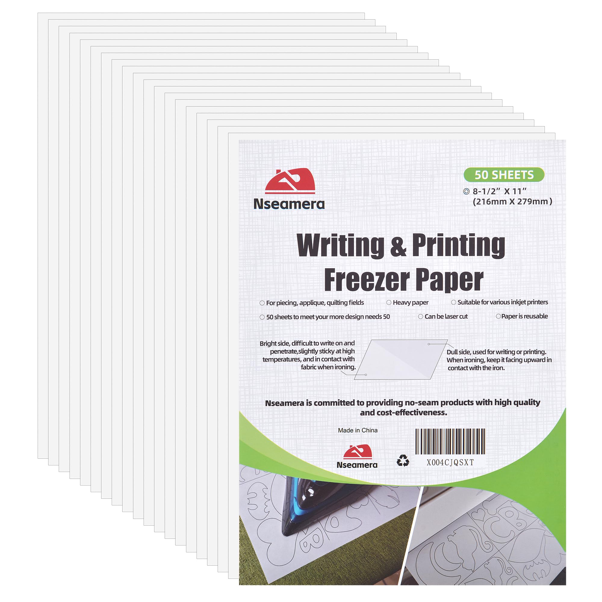 Photo 1 of Nseamera Heavy Duty Freezer Paper Sheets for Quilting, Applique & Piecing - 8.5x11 Inches, 50 Sheets - Printable, Laser Cuttable Freezer Paper for Quilters