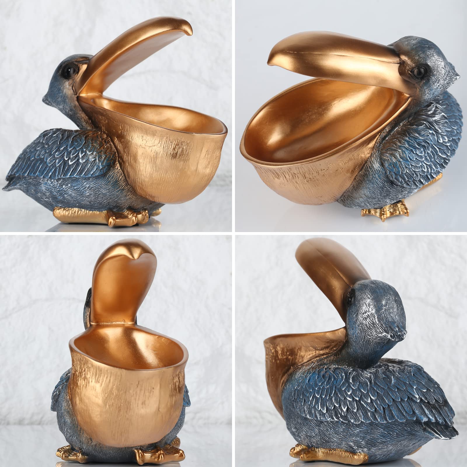 Statuette portachiavi Pelican, divertente piatto di caramelle a forma di ippopotamo, piatto di caramelle per scrivania da ufficio unico, portachiavi moderno per statuetta di pellicano