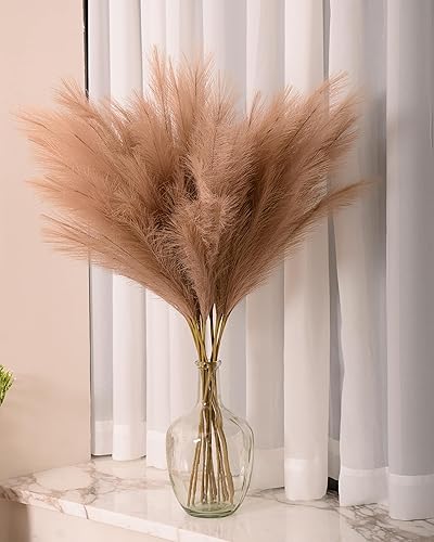 Miniatura 8 de Decoración de hierba de las pampas alta, 9 piezas de hierba de pampa sintética de 37 pulgadas3.1 pies, ramas florales grandes de pompas artificiales