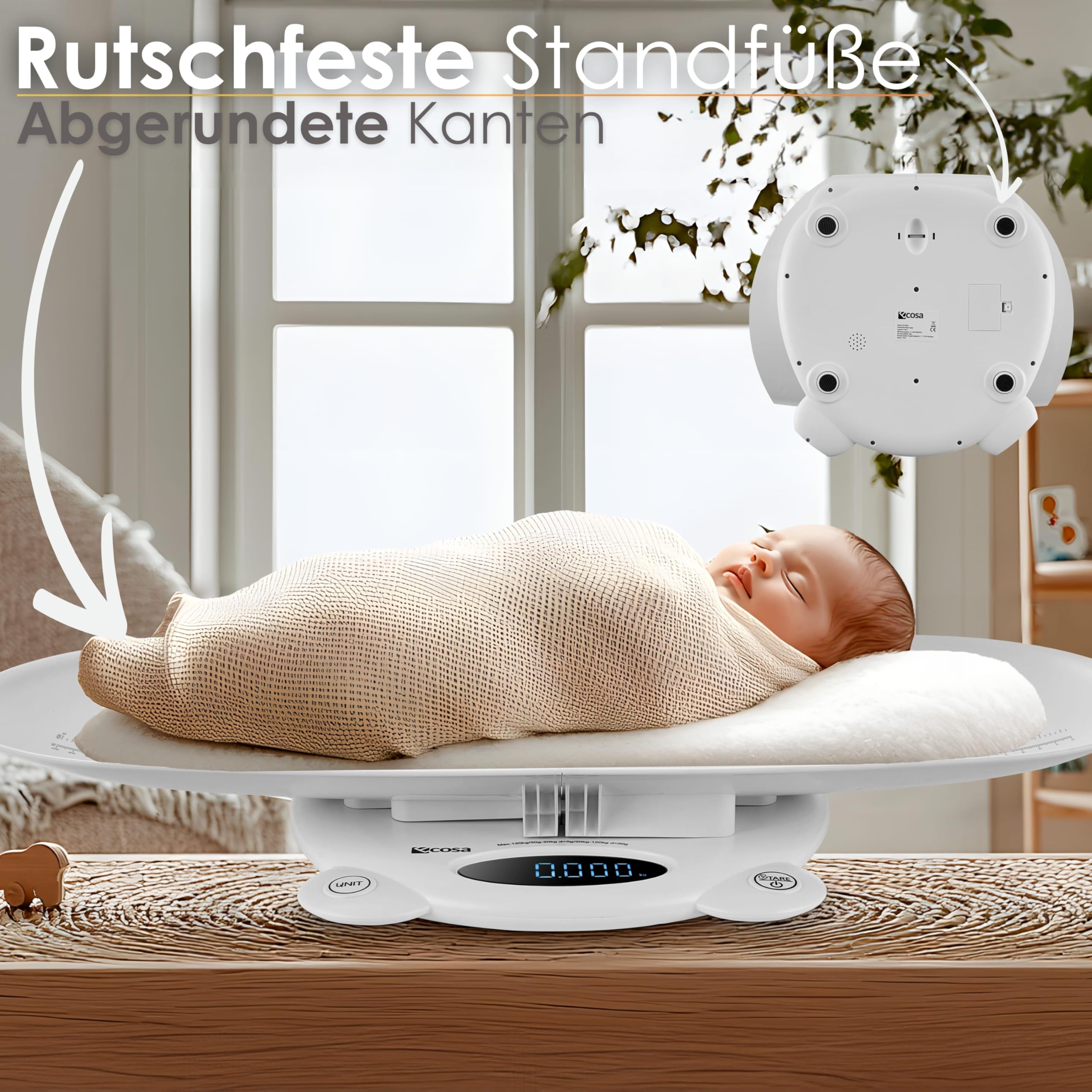 3 in 1, bilancia per animali e pesapersone, display a LED, bilancia digitale con funzione tara/hold, capacità 120 kg, capacità 5 g/50 g, unità di peso: kg/lb/st robusto design ABS, funzionamento a