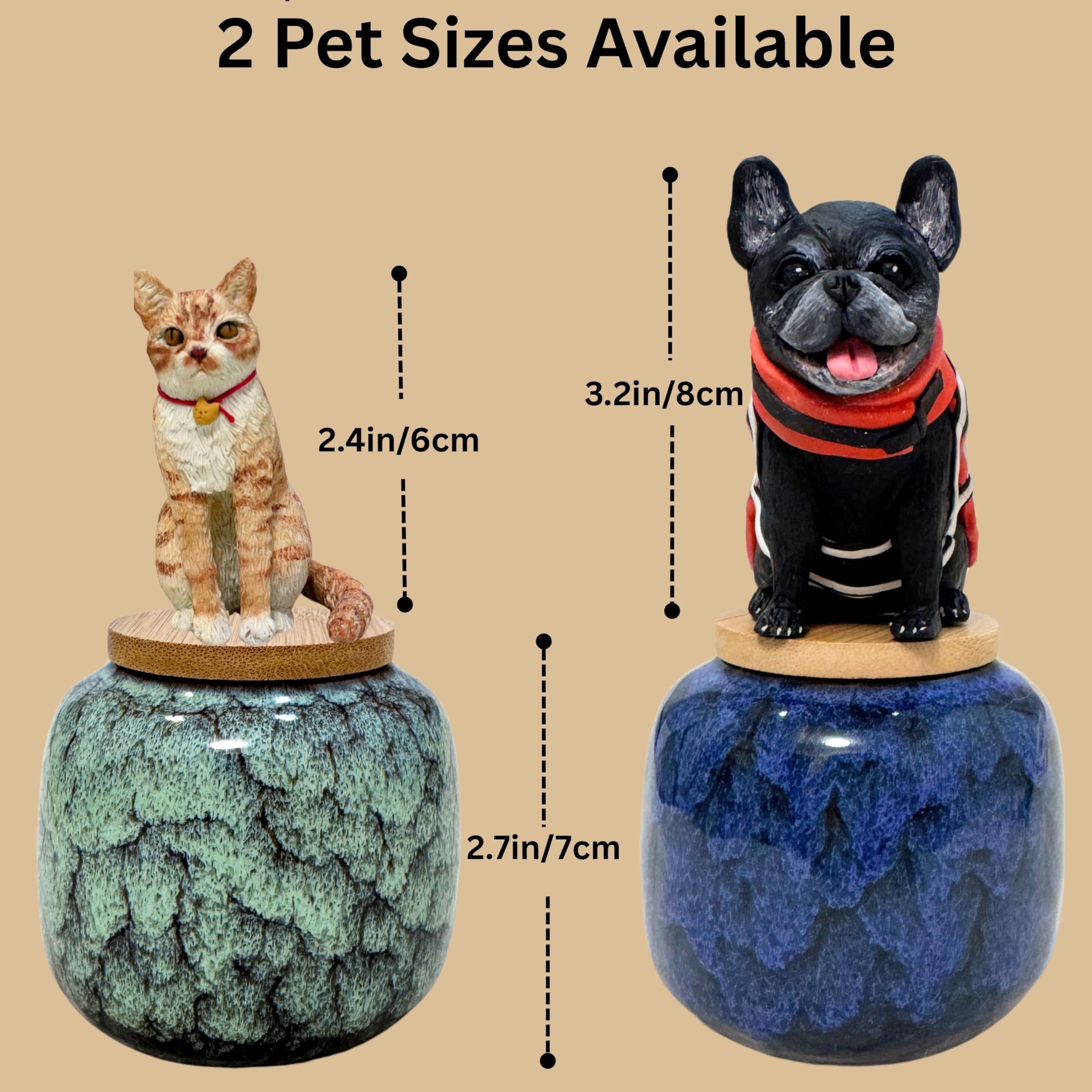 Novela Statuetta 3D Bobblehead personalizzata con urna cremazione in ceramica, scultura fatta a mano di cane/gatto da foto, nome e date personalizzati