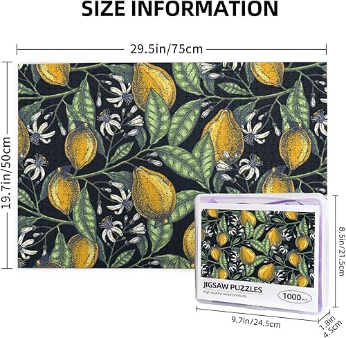 Miniatura 5 de Rompecabezas de 1000 piezas para adultos, piezas familiares que encajan perfectamente de 27.5 x 19.7 pulgadas, cítricos dibujados a mano, limones