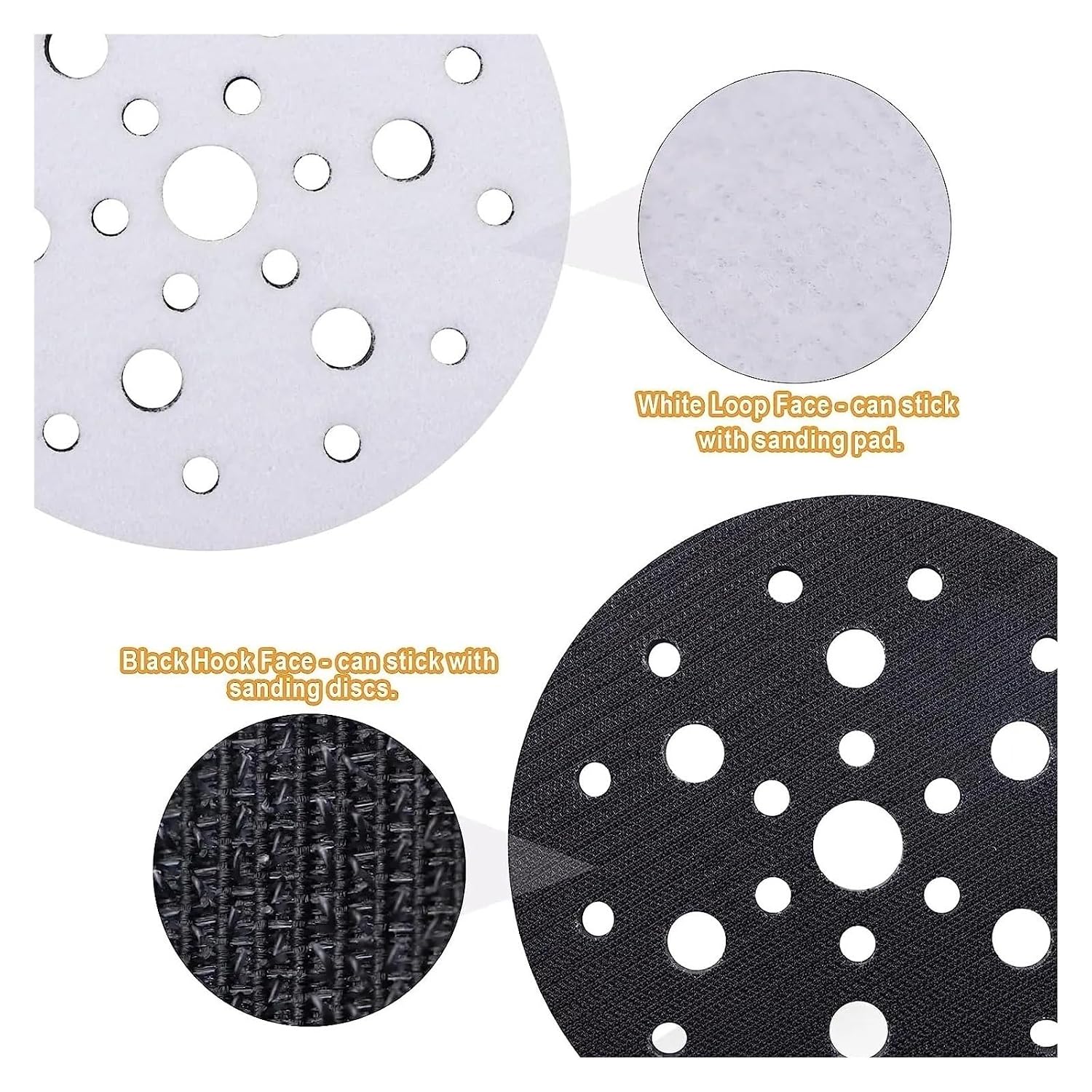 5Pcs 6 Inch Soft Density Hook & Loop Interface Pads for Orbital Sander - 25-Hole Design for Efficient Polishing and Grinding
