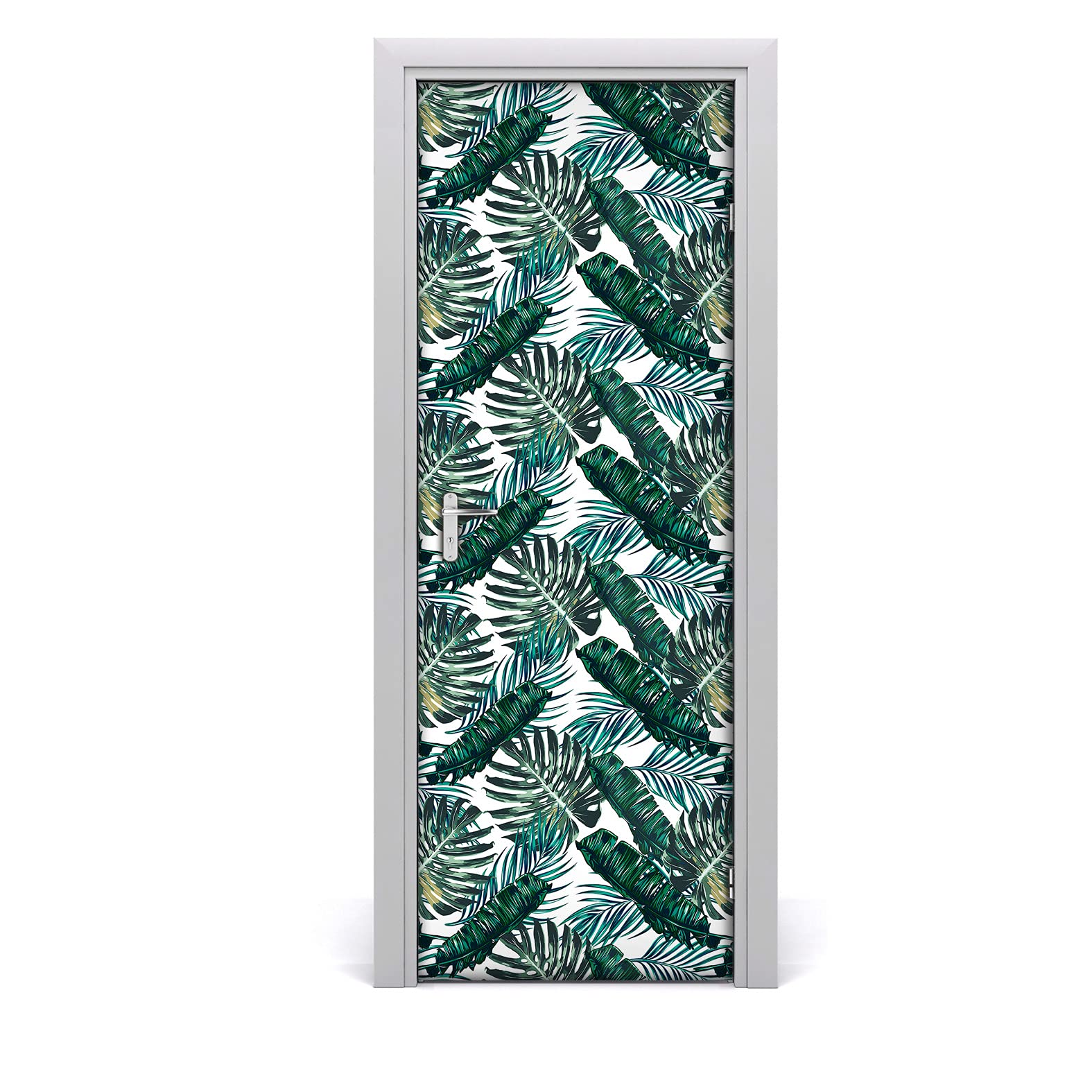 Papier peint mural pour masquer les portes usées motif monstera