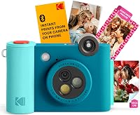 Kodak Smile+ 2-in-1 Instant Camera & Bluetooth Zink Printer - 10MP Rotating Filters, Sticky-Back 2x3 Photos, App Editable Prints - Blue
