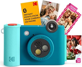 Kodak Smile+ 2-in-1 Instant Camera & Bluetooth Zink Printer - 10MP Rotating Filters, Sticky-Back 2x3 Photos, App Editable Prints - Blue