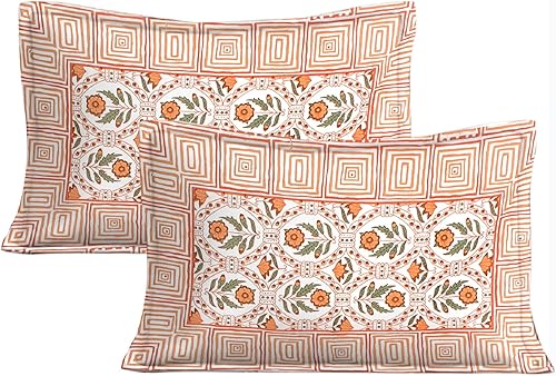 Miniatura 4 de IndianCultura - Juego de sábanas de 100% algodón 100% de lujo, juego de sábanas con diseño de cachemira, sábana de 120 hilos y funda de almohada,