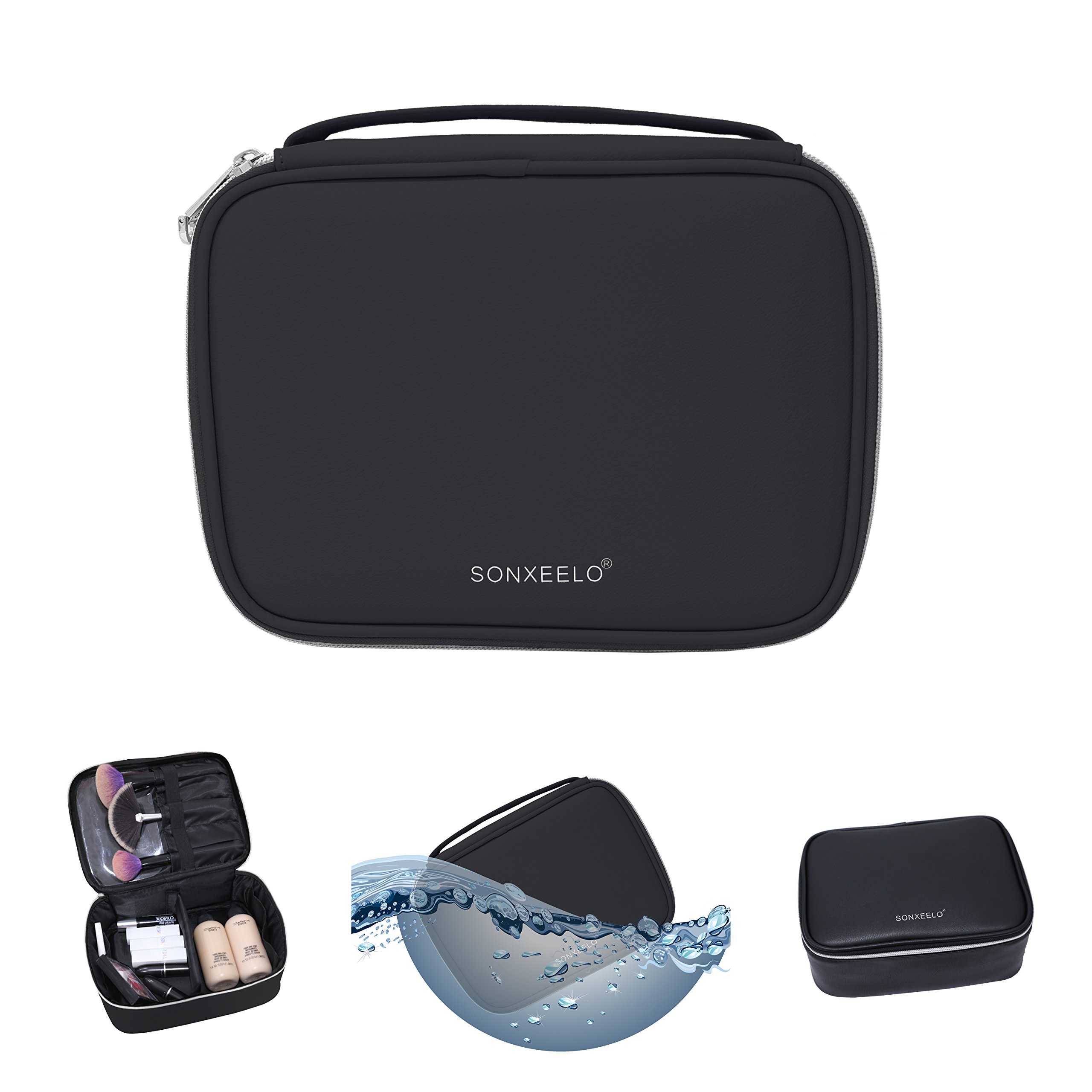 Travel Makeup Bag, SONXEELO Top Quality Women's Multifunction Portable Cosmetic Bag(Pink / Black)